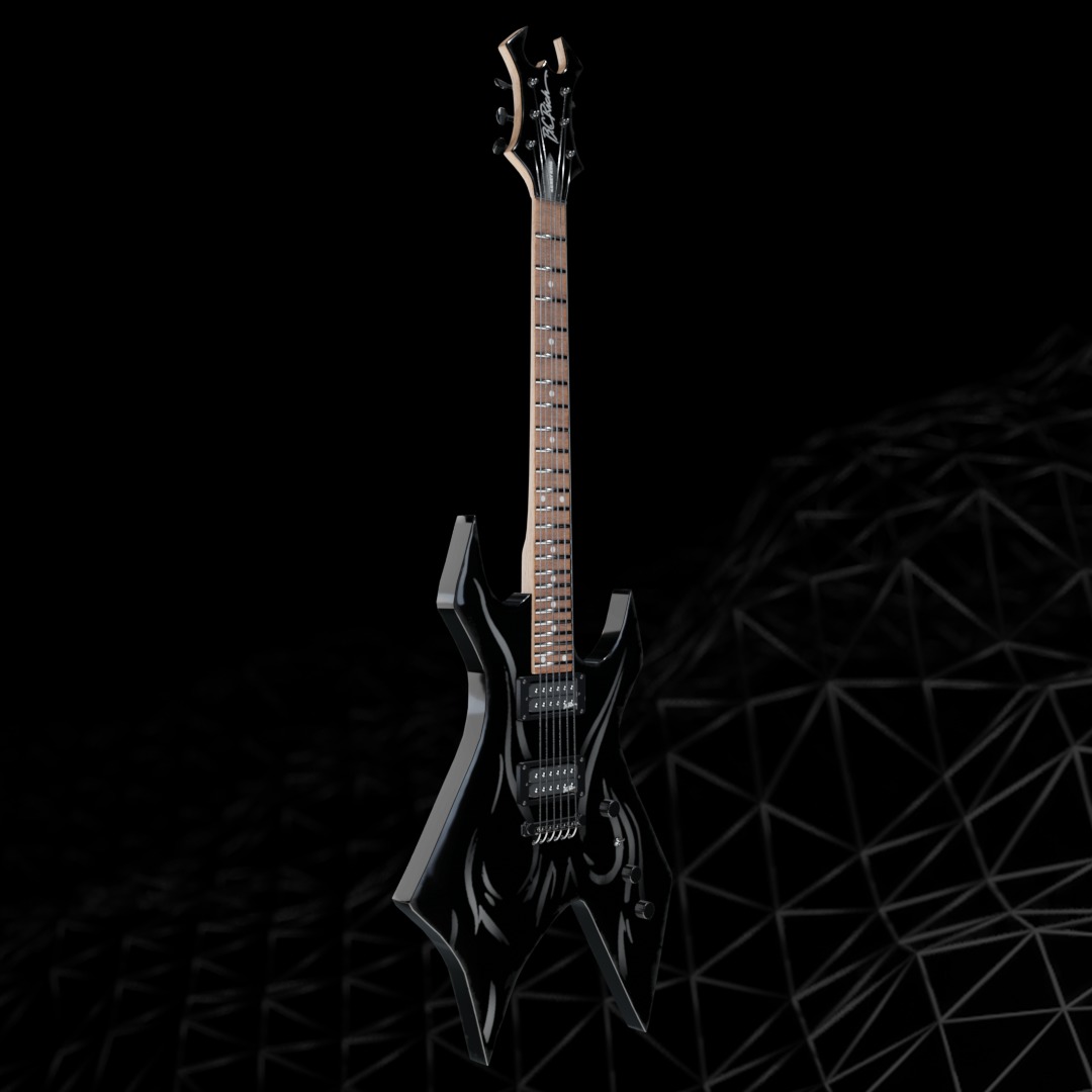 Black Guitar- Bc Rich Kerry King Warlock 3D model_2