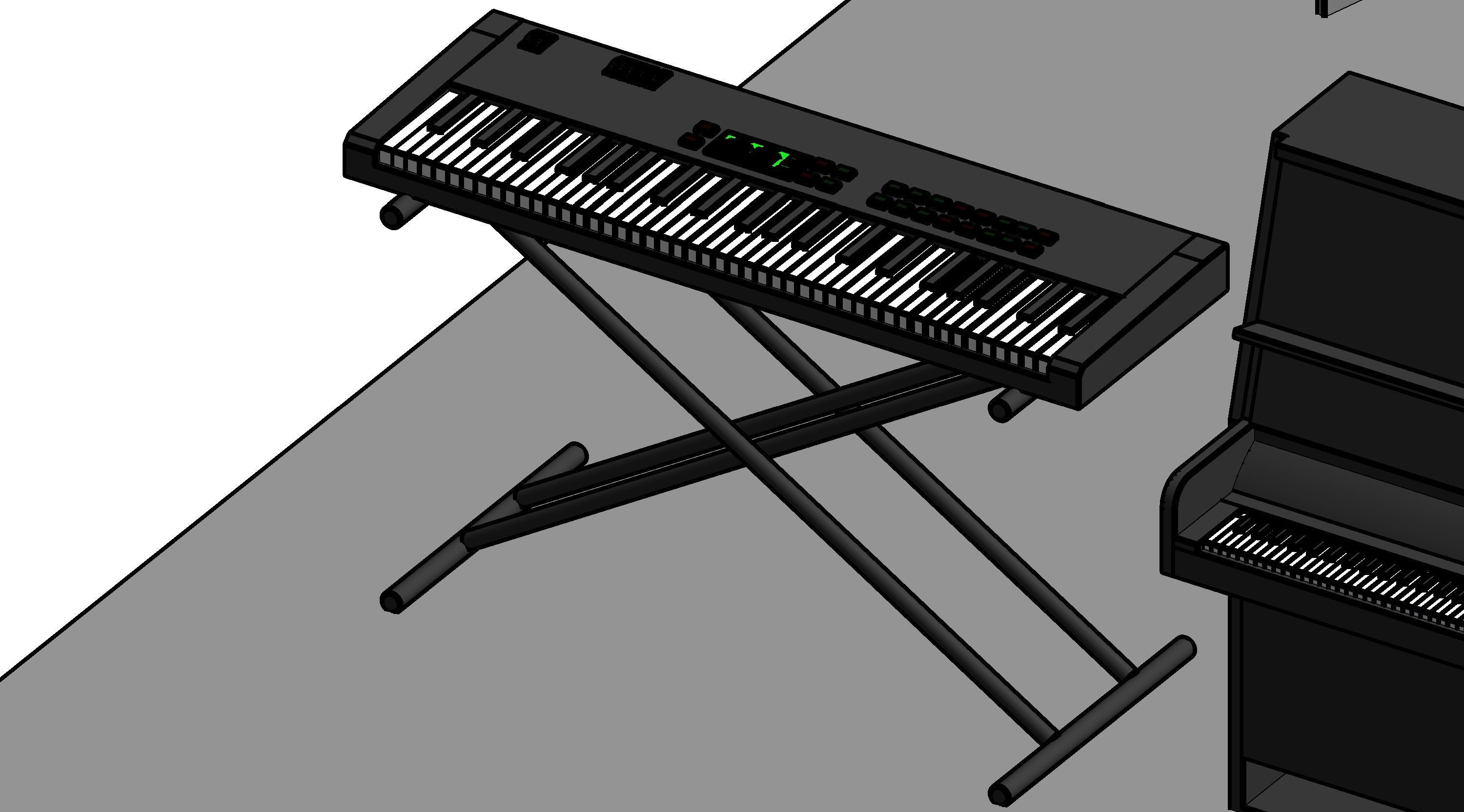 Piano Revit Family Revit 3D model_7