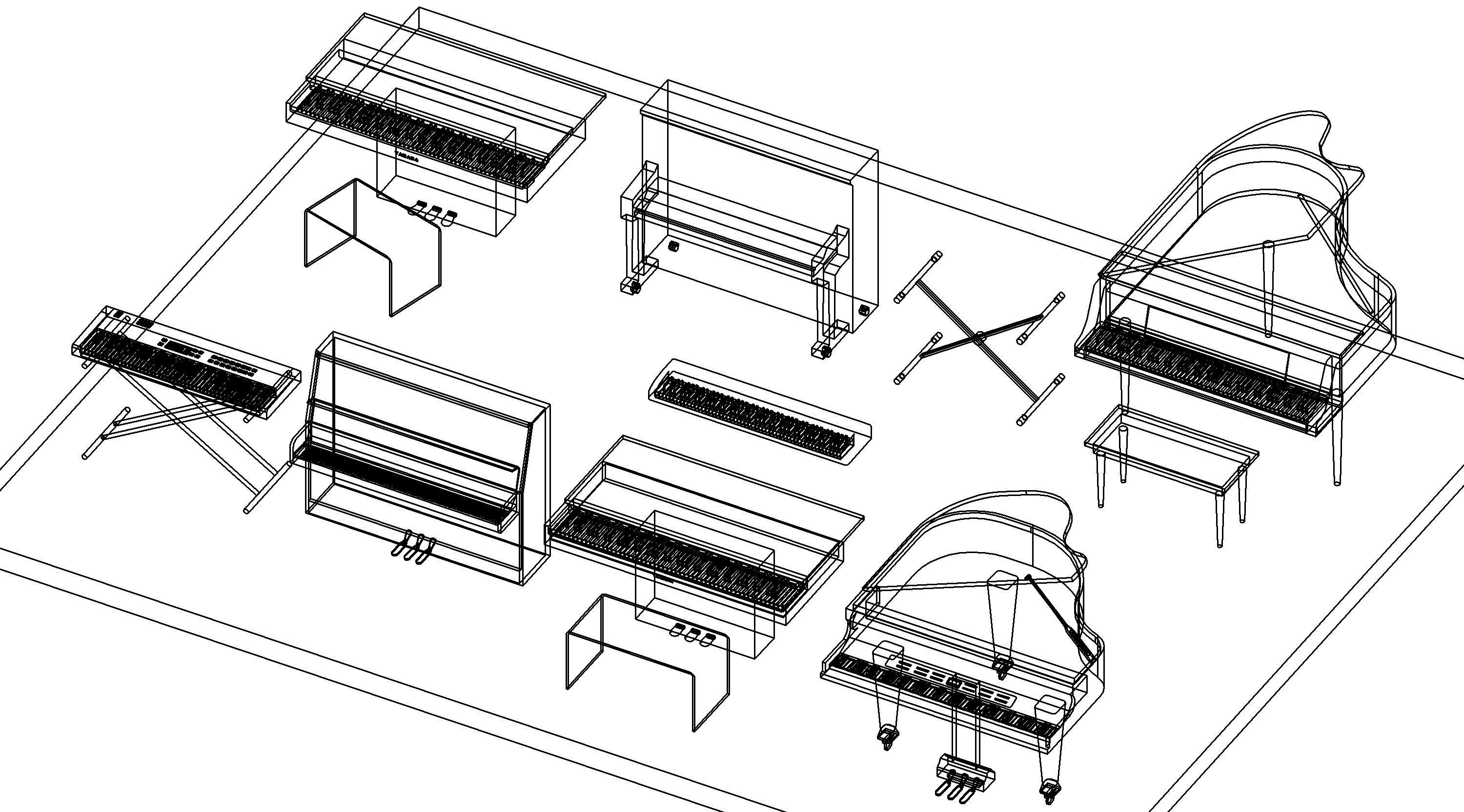 Piano Revit Family Revit 3D model_12
