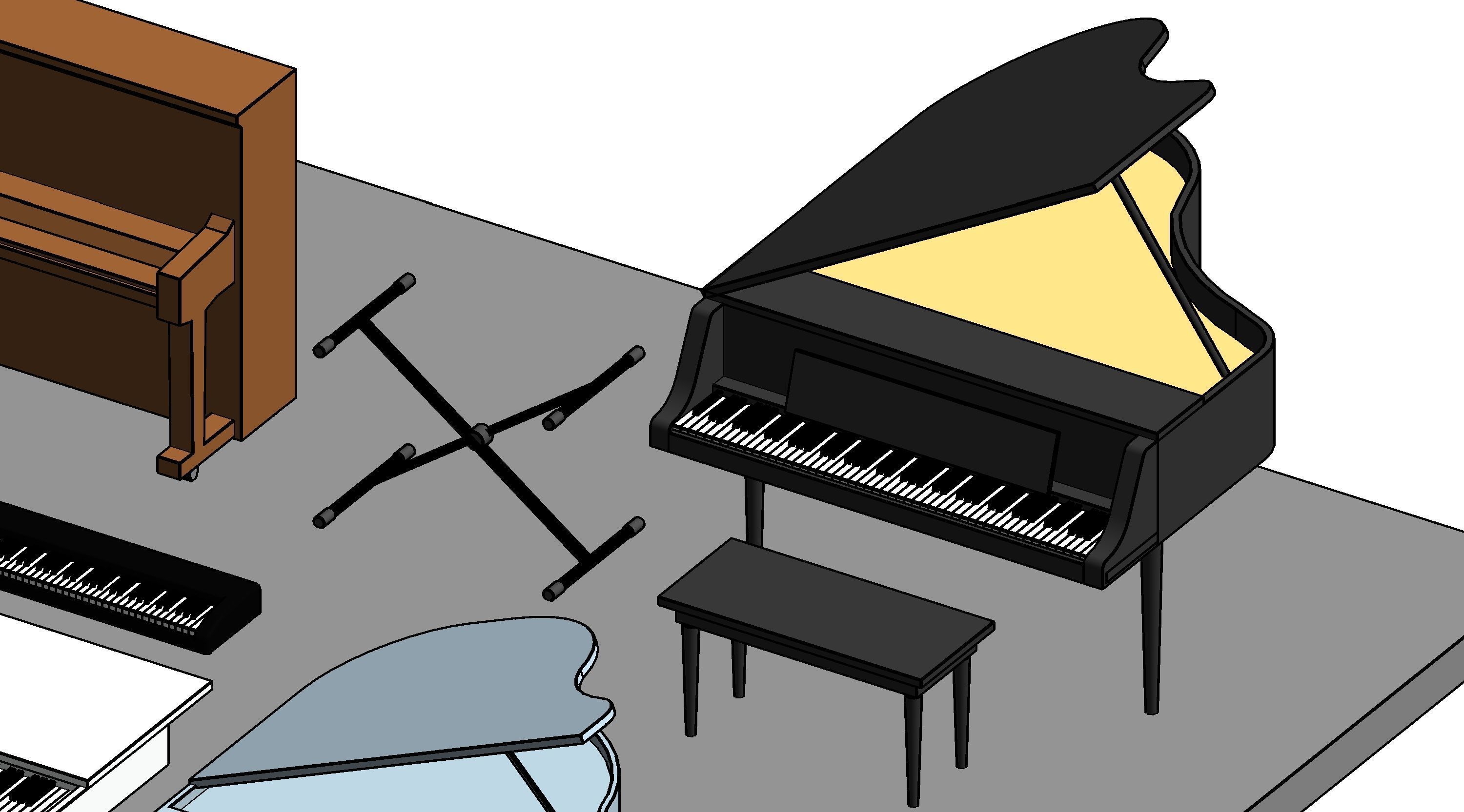 Piano Revit Family Revit 3D model_6