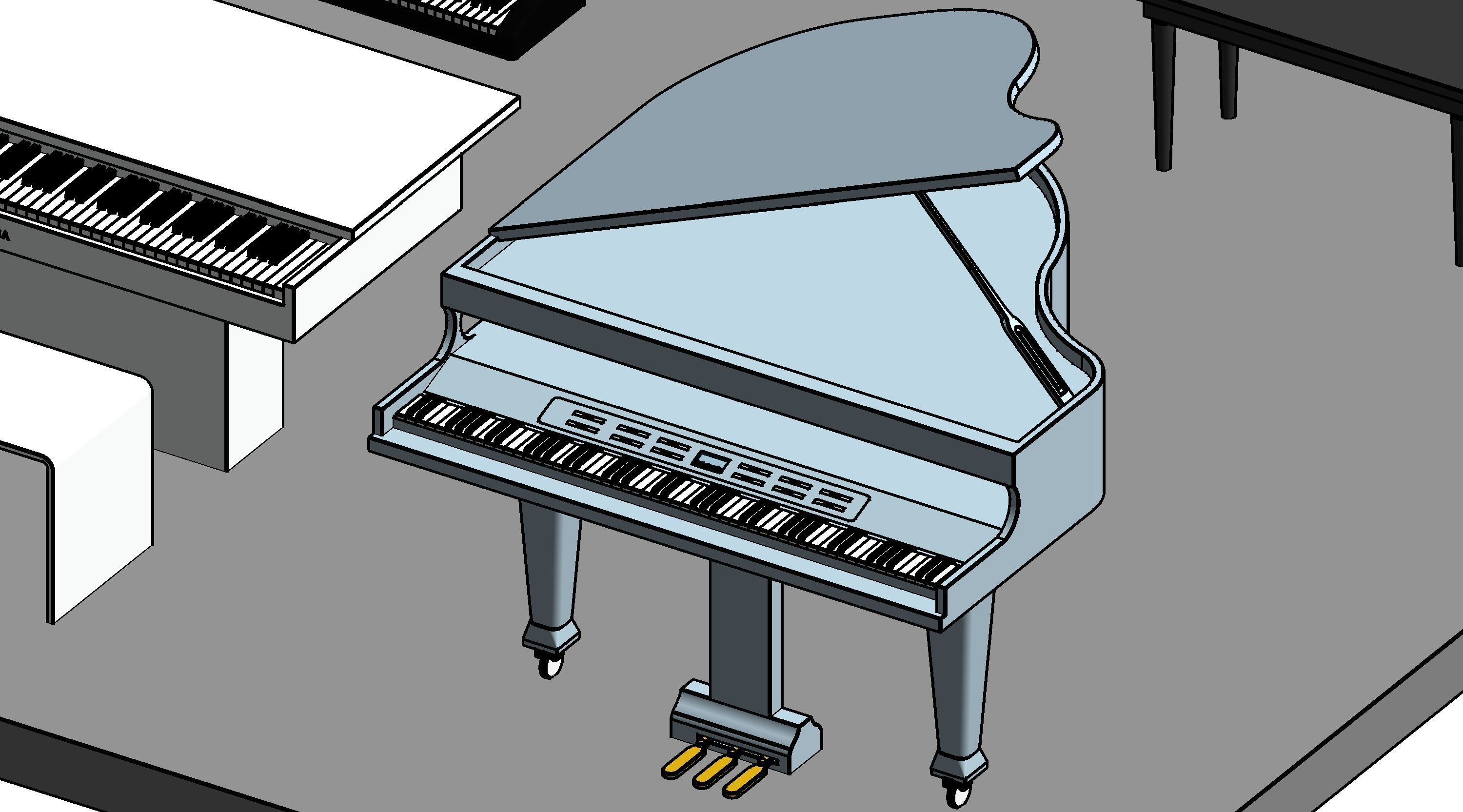 Piano Revit Family Revit 3D model_10