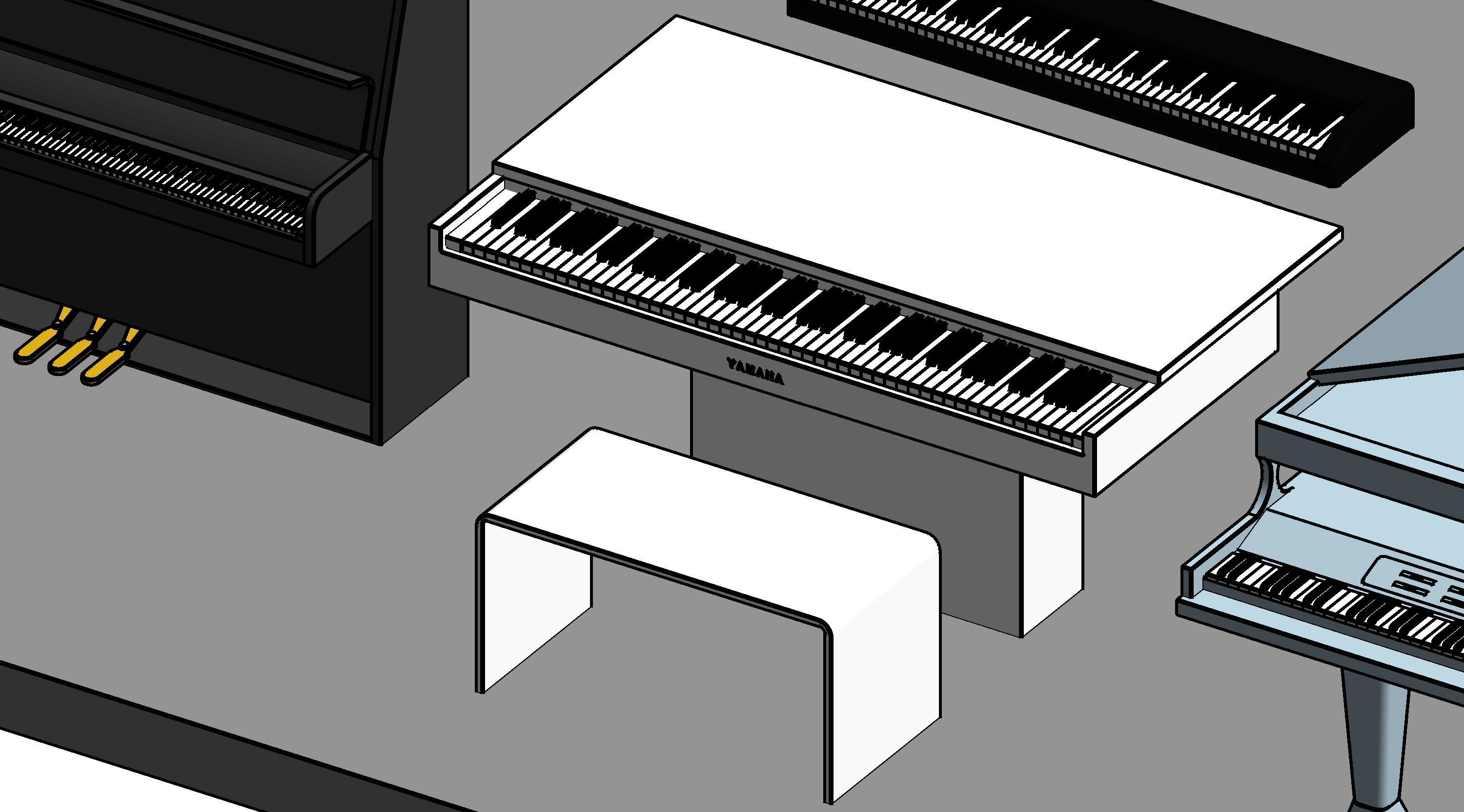 Piano Revit Family Revit 3D model_9