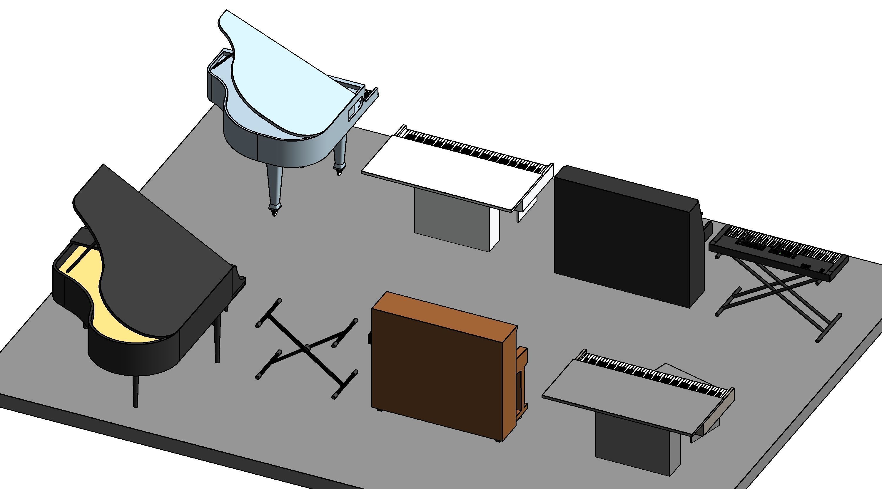 Piano Revit Family Revit 3D model_3