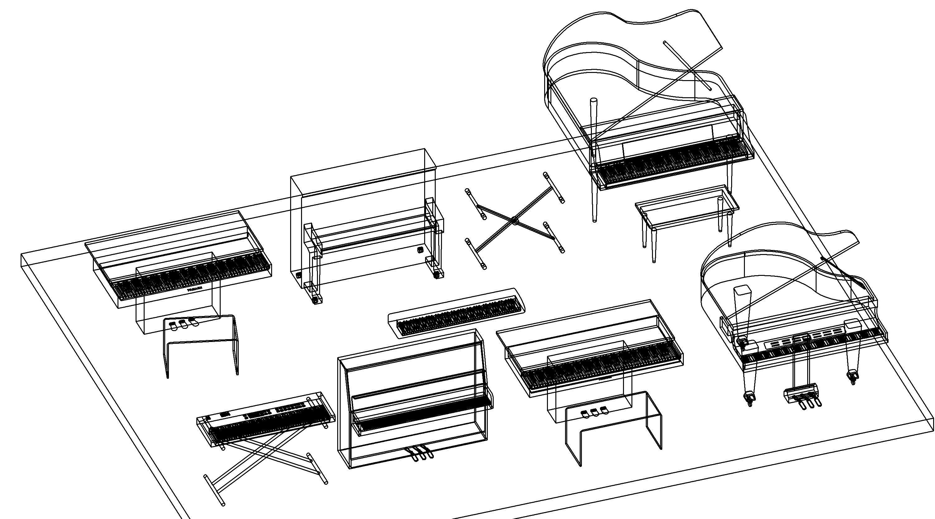 Piano Revit Family Revit 3D model_11