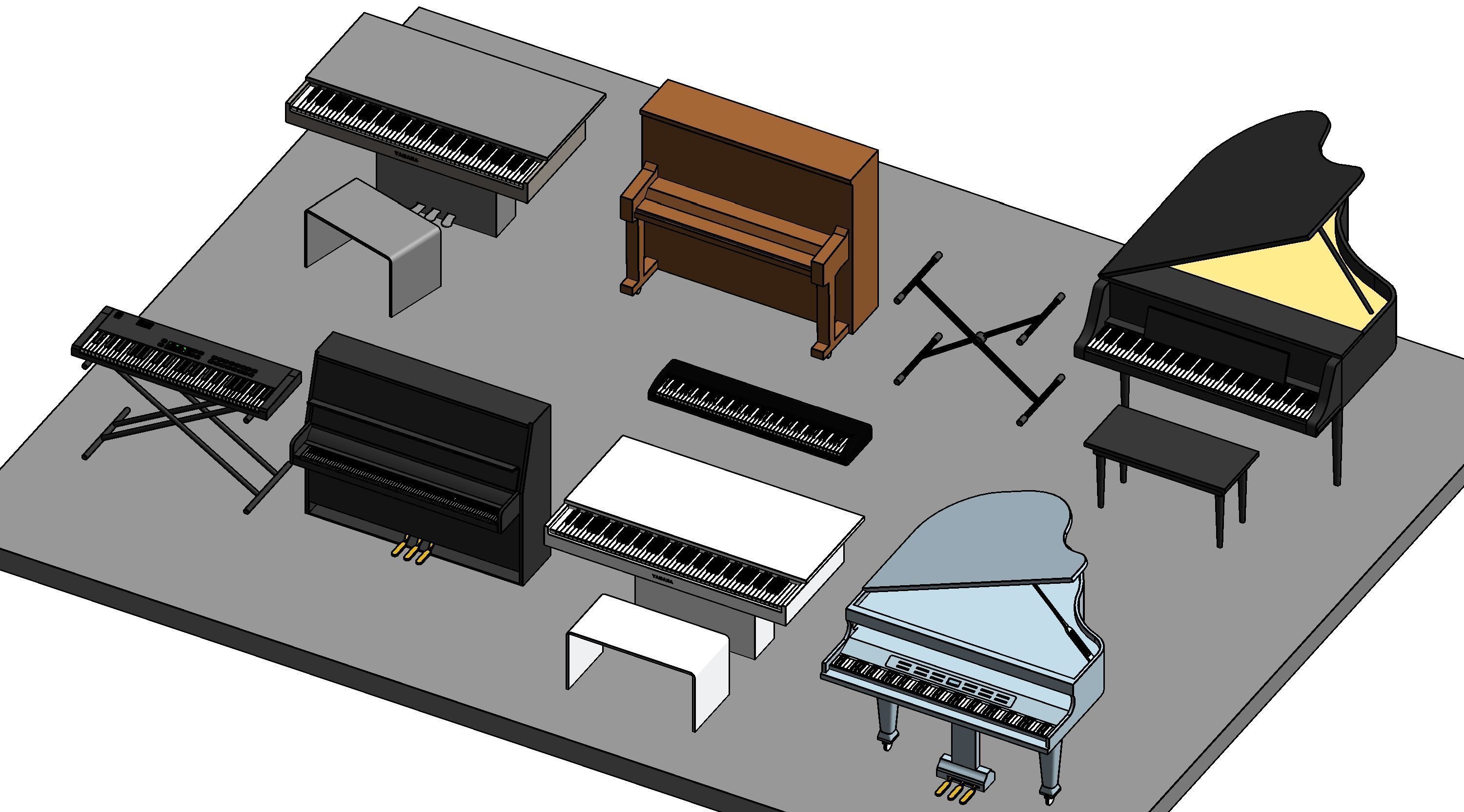 Piano Revit Family Revit 3D model_1