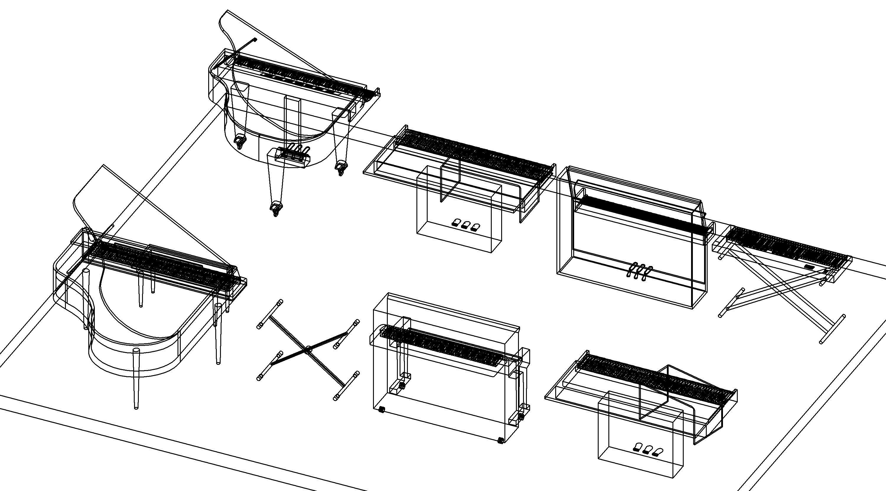 Piano Revit Family Revit 3D model_14