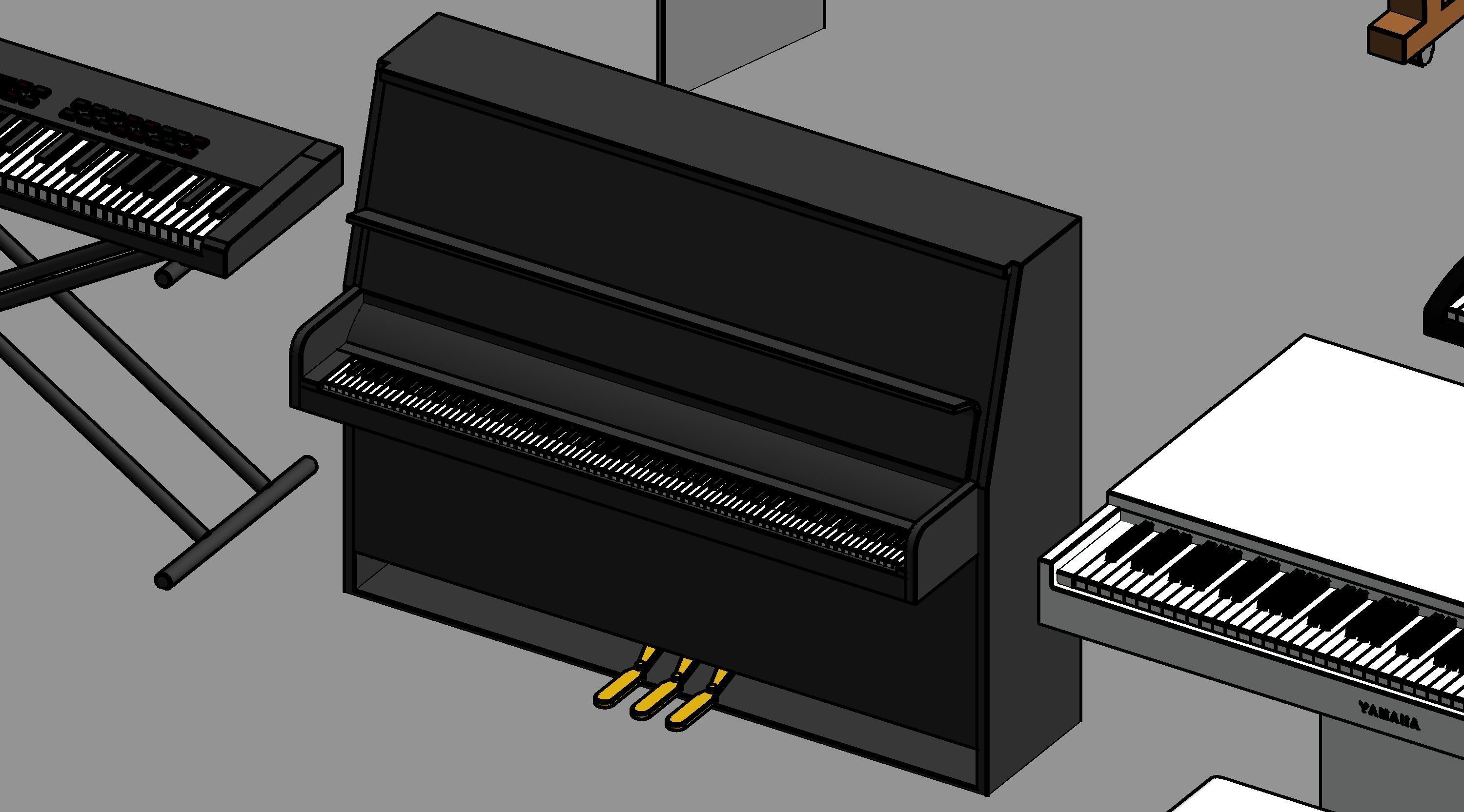 Piano Revit Family Revit 3D model_8