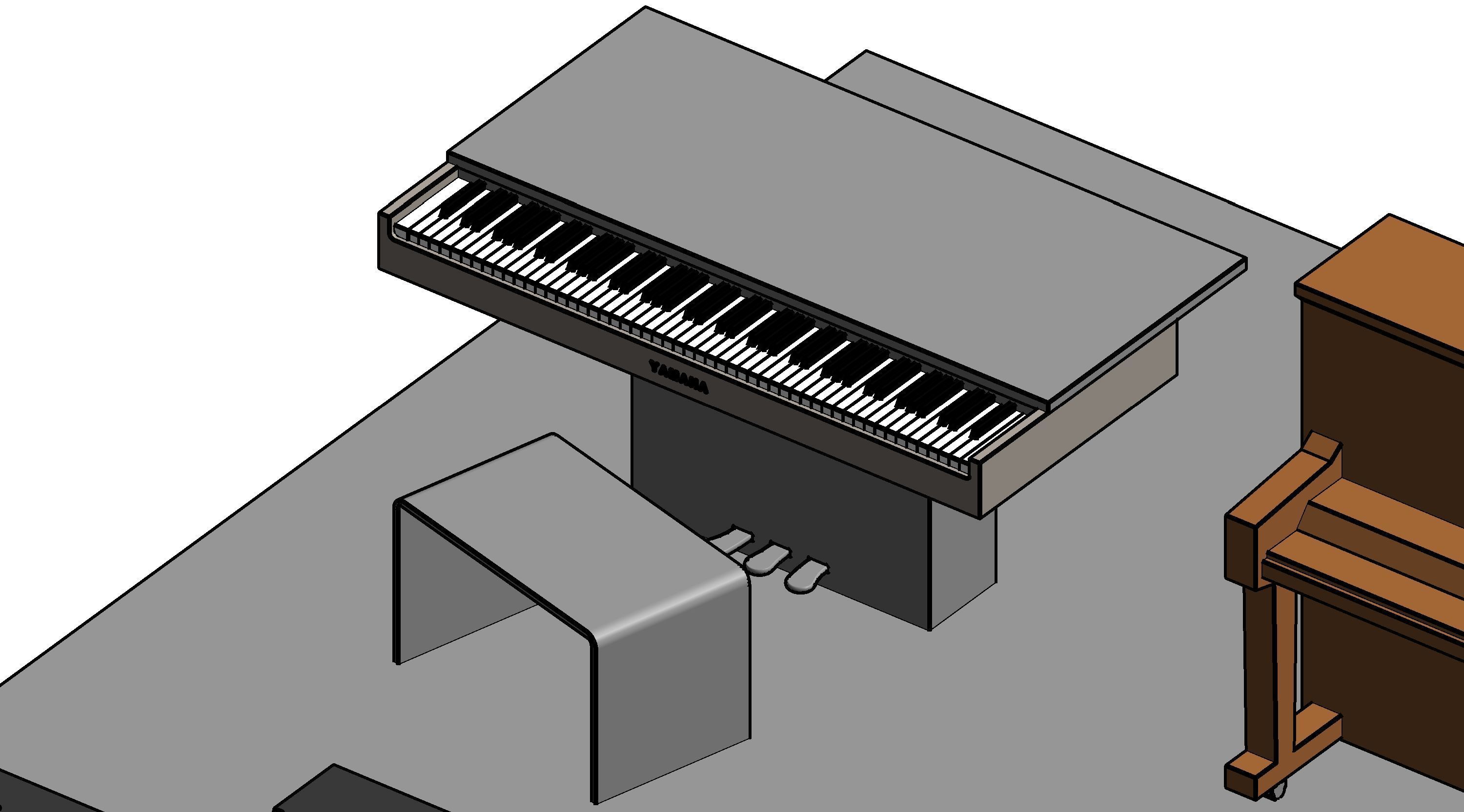Piano Revit Family Revit 3D model_4