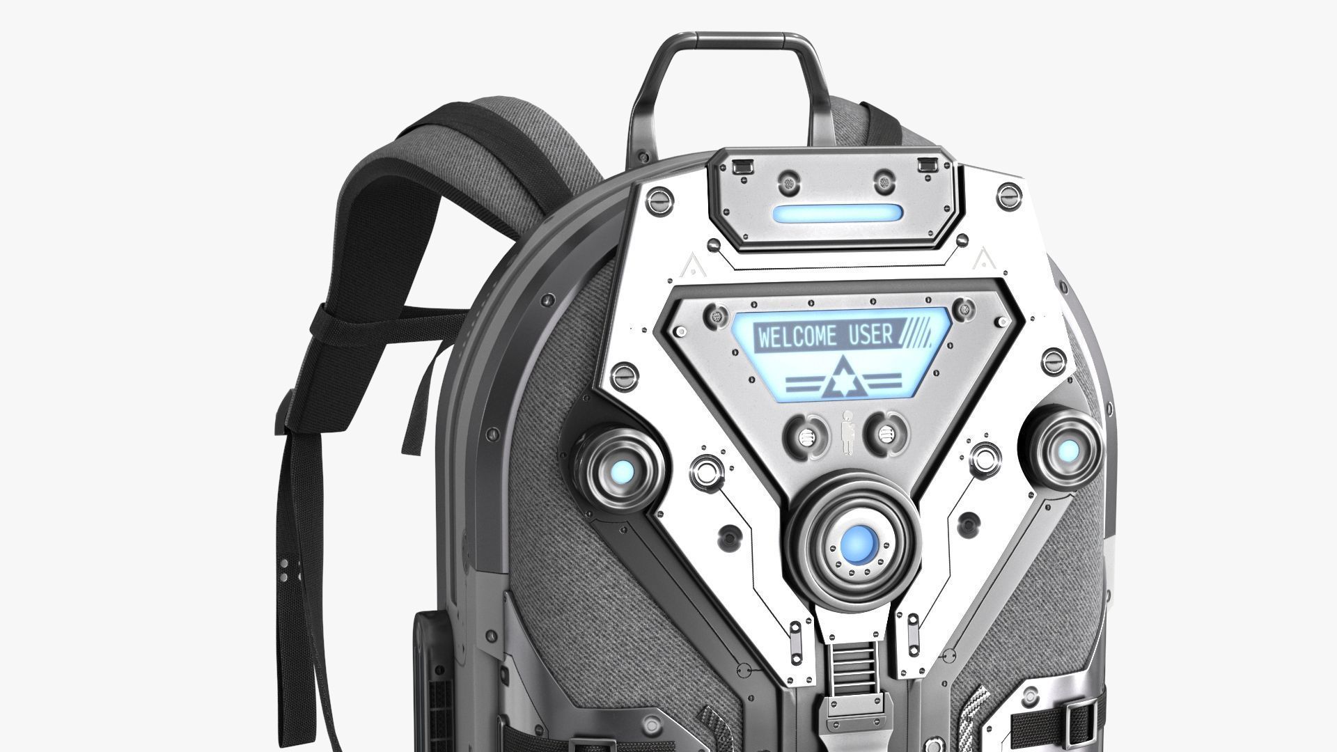 Sci Fi Bag White Low-poly 3D model_6