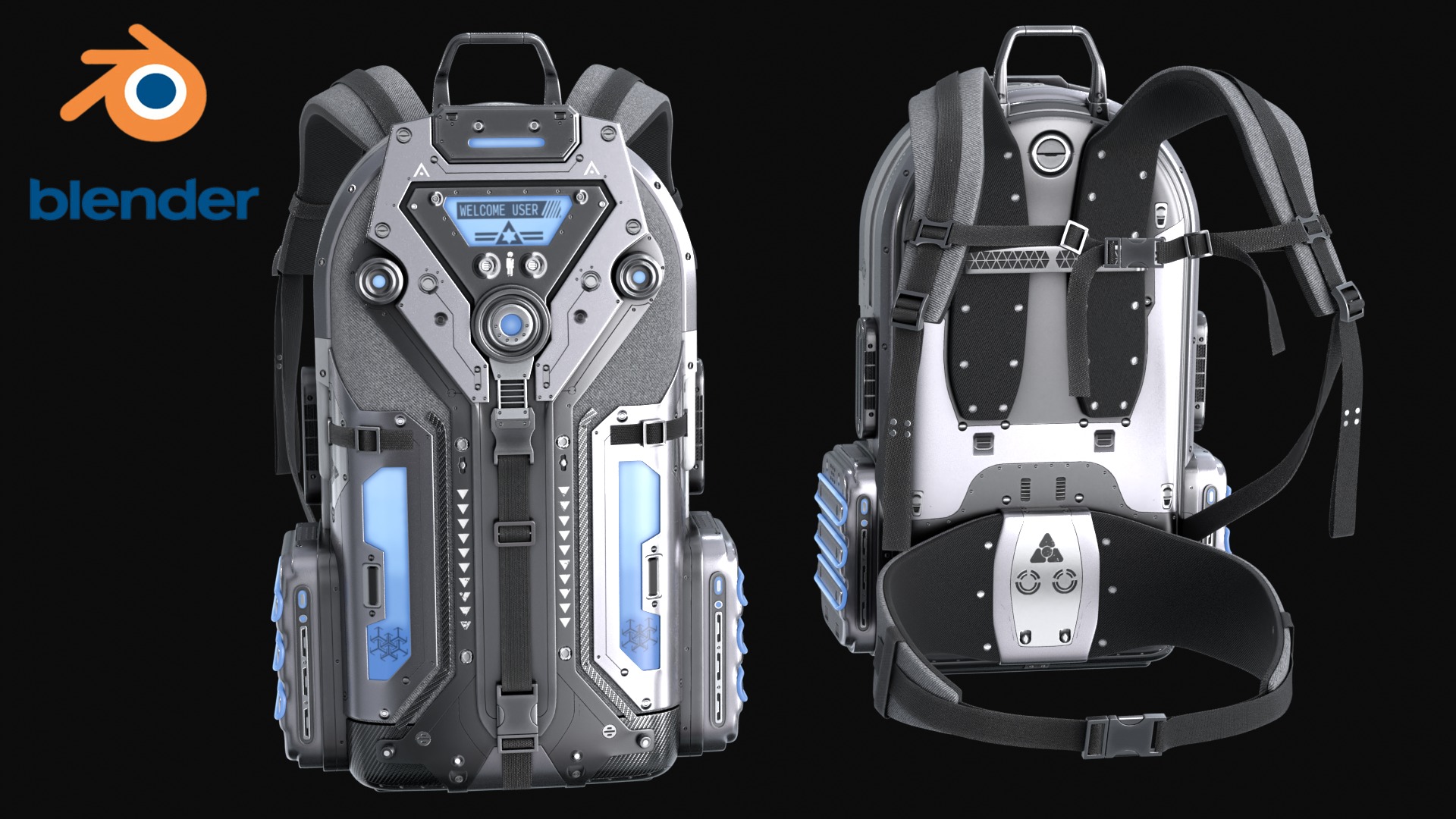 Sci Fi Bag White Low-poly 3D model_5
