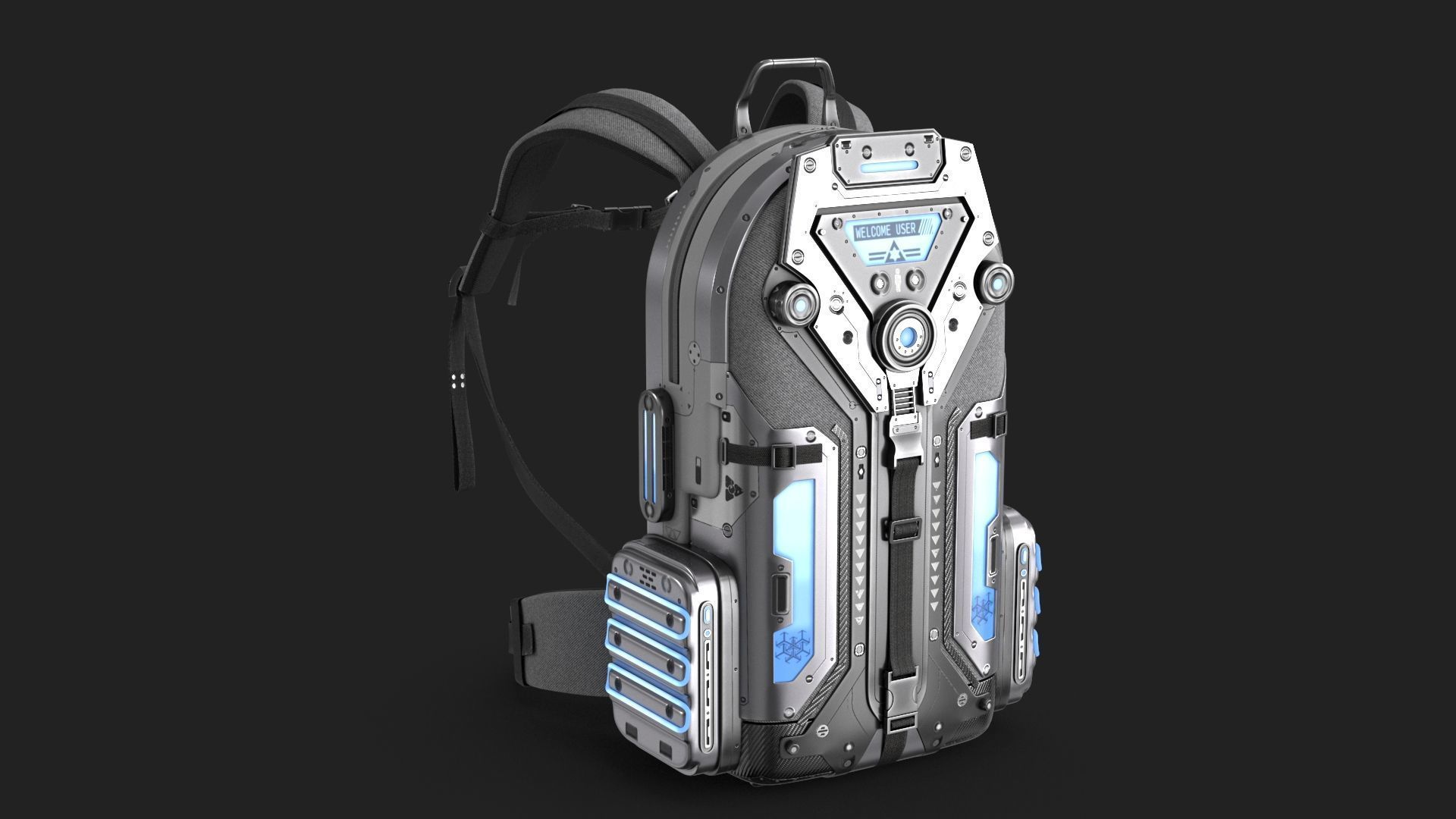 Sci Fi Bag White Low-poly 3D model_10