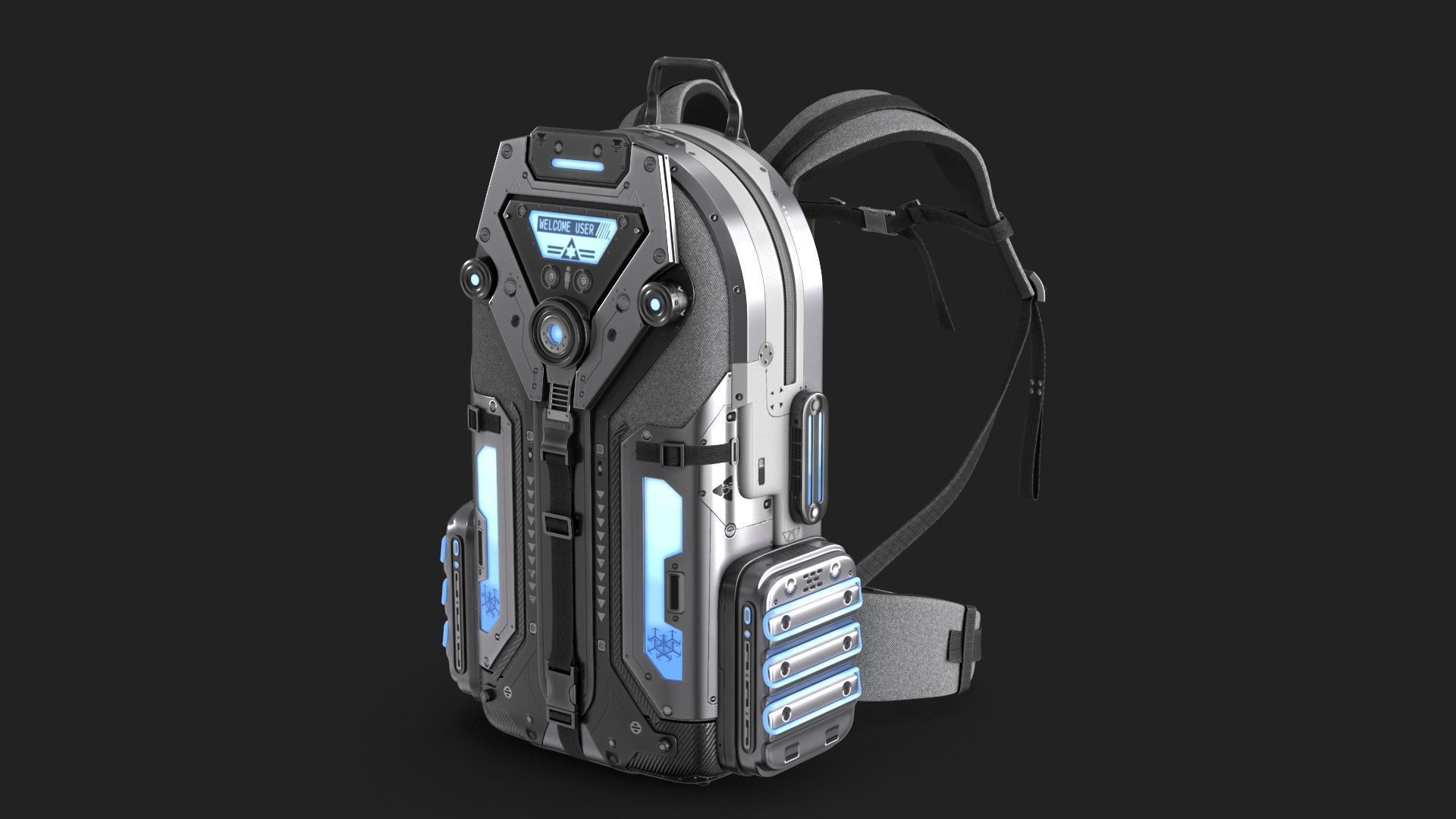 Sci Fi Bag White Low-poly 3D model_16