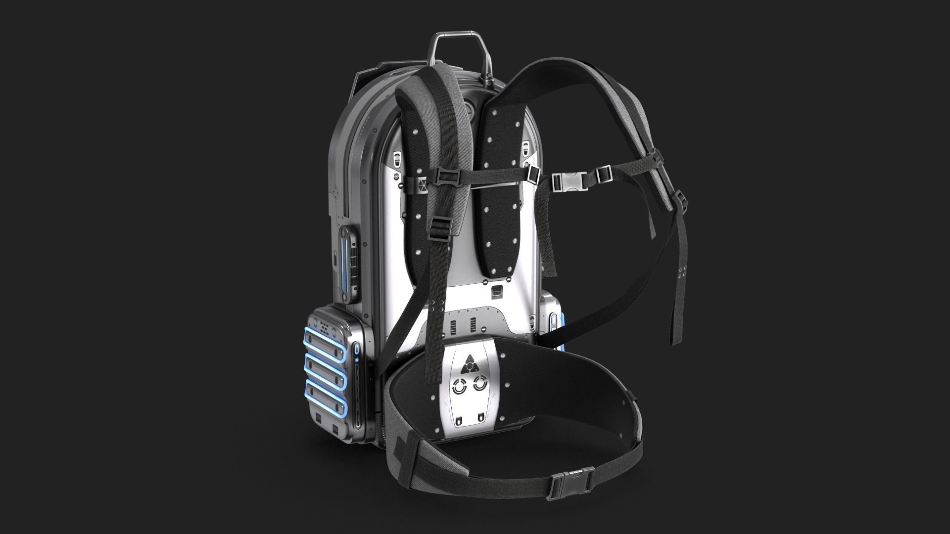 Sci Fi Bag White Low-poly 3D model_14