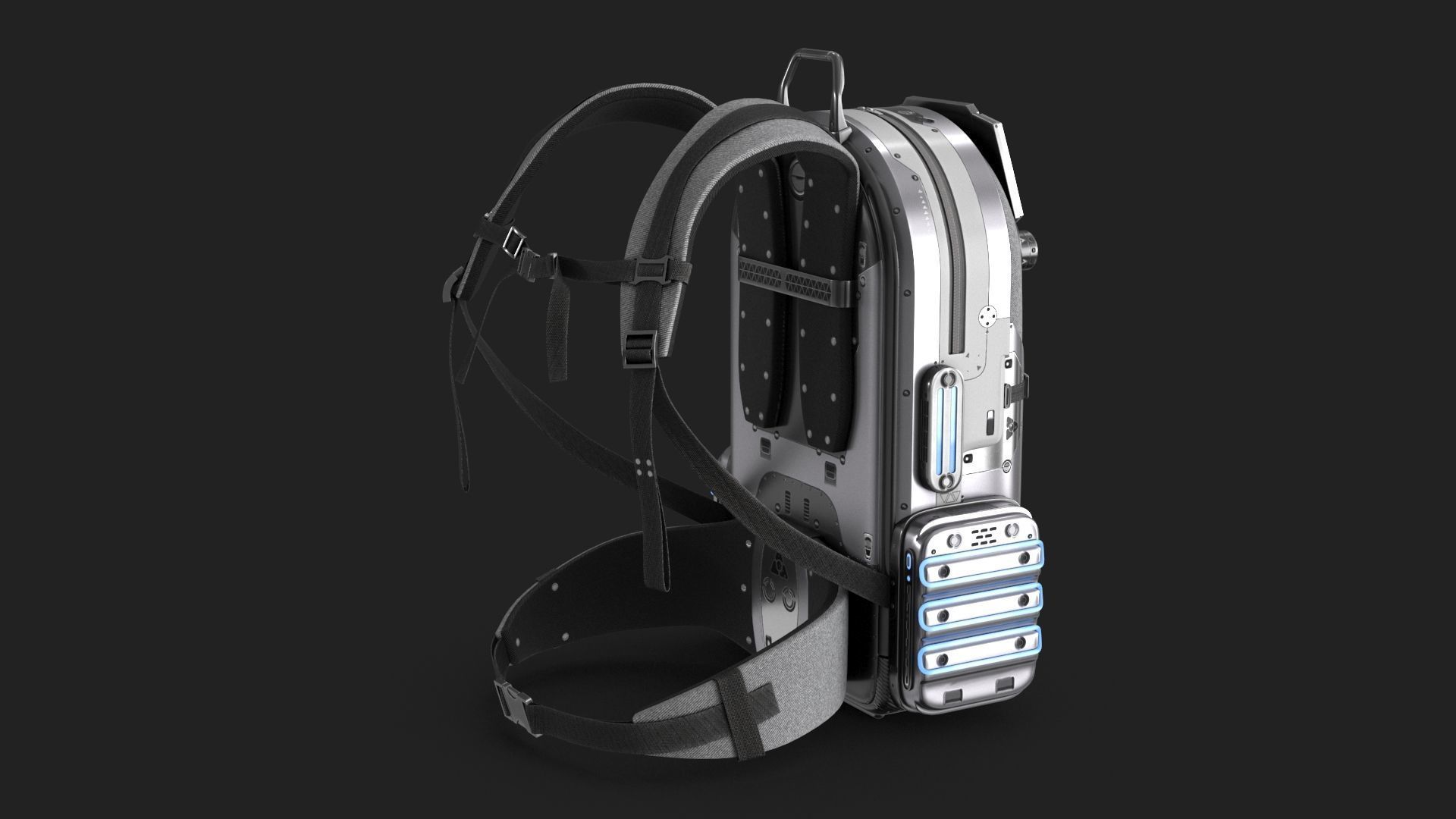 Sci Fi Bag White Low-poly 3D model_12