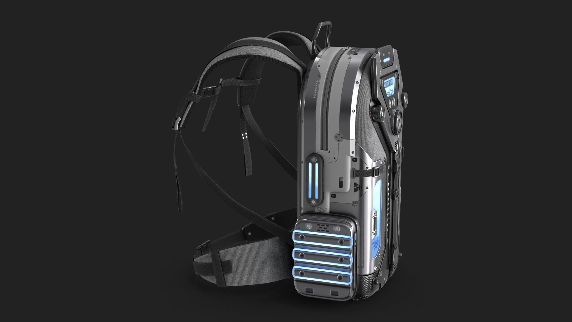Sci Fi Bag White Low-poly 3D model_11