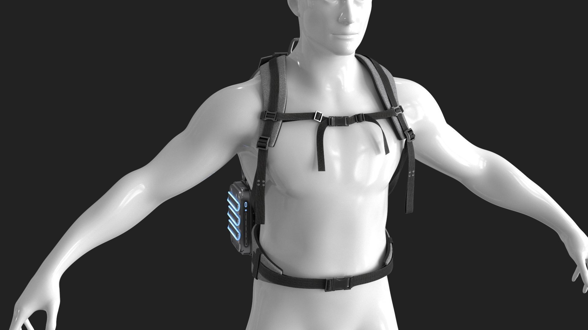 Sci Fi Bag White Low-poly 3D model_4