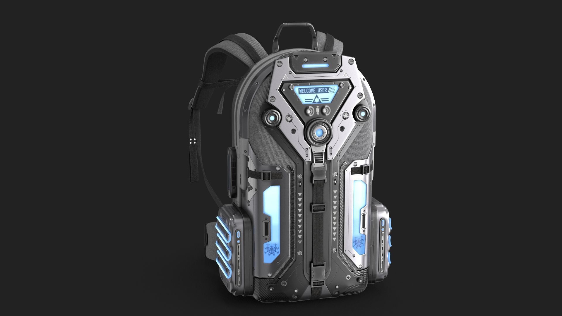 Sci Fi Bag White Low-poly 3D model_2