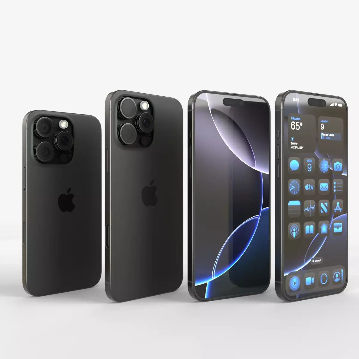 Apple iPhone 16 Pro and Pro Max Black Titanium 3D model_0