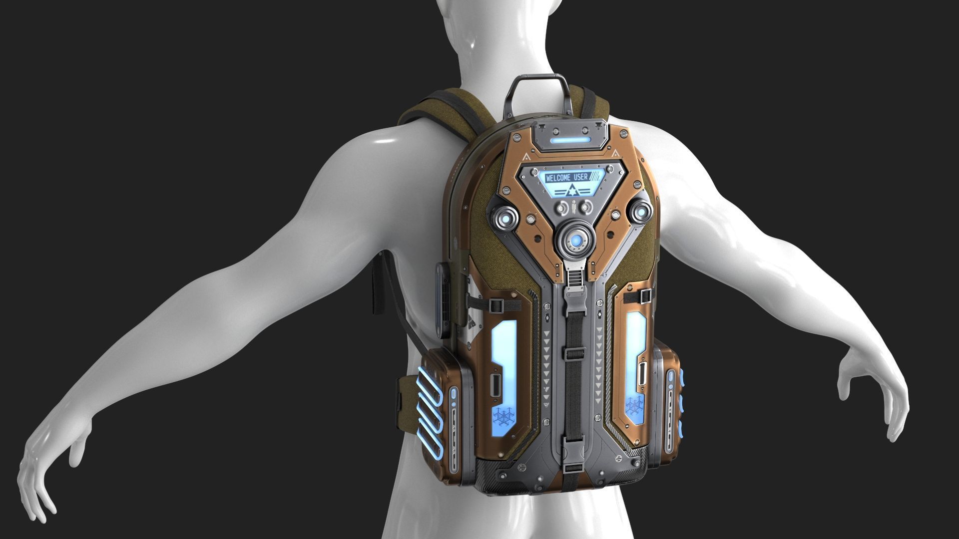 Sci Fi Bag Low-poly 3D model_3