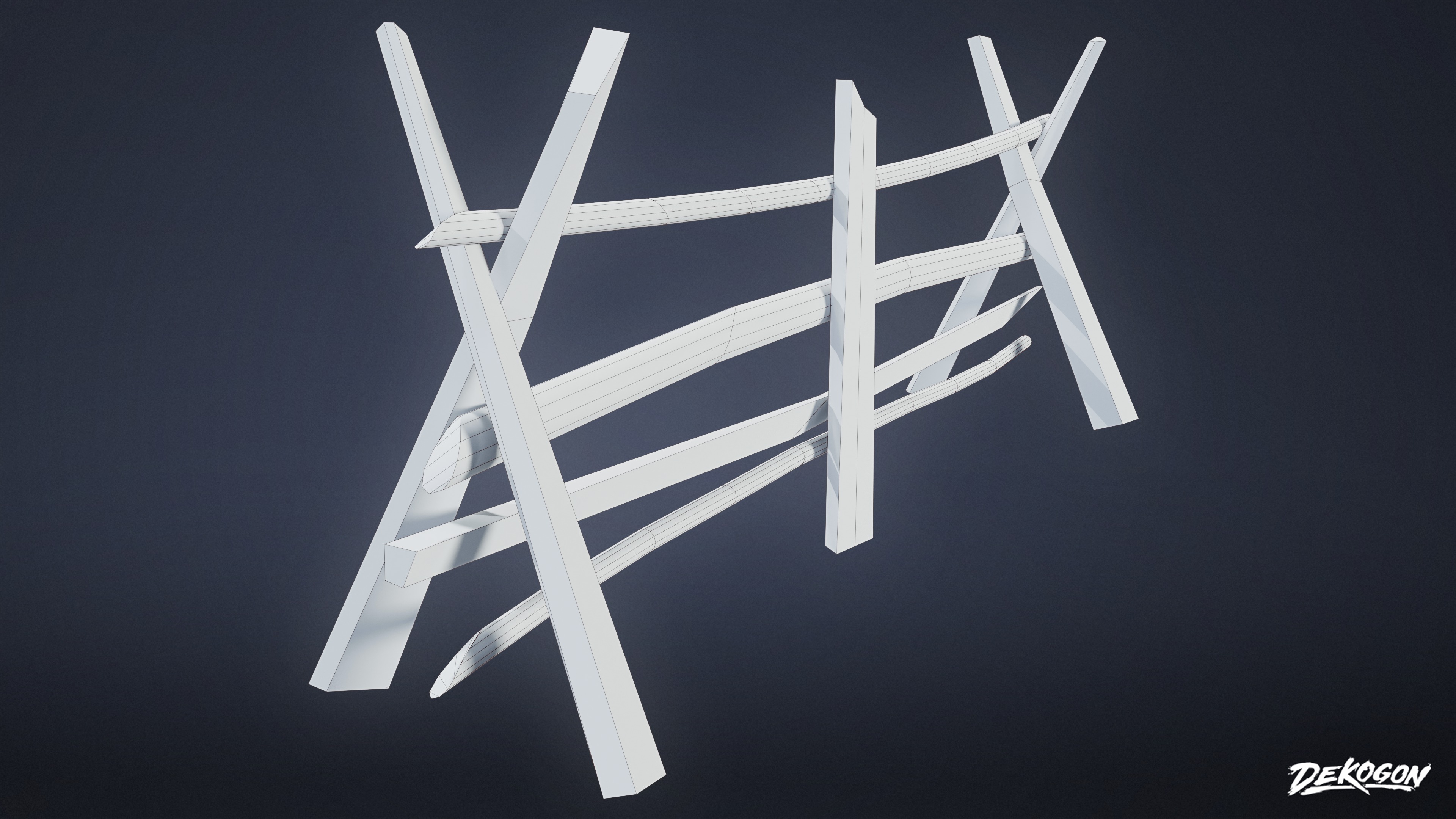 GATES AND FENCES - Fence 16 - LOW POLY Low-poly 3D model_9