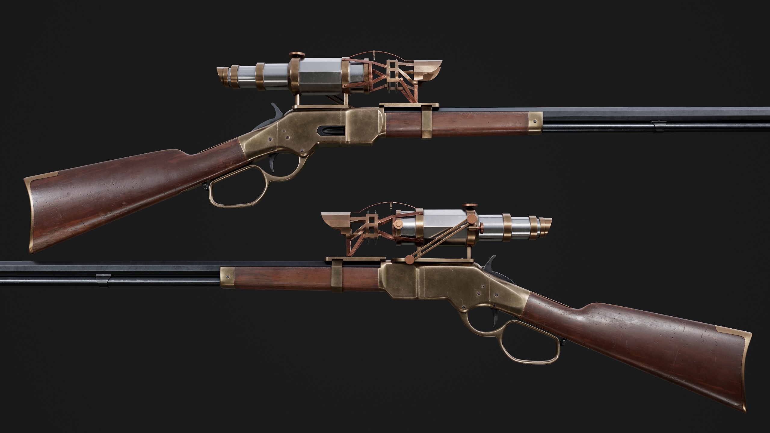 Winchester 1866 sniper rifle Low-poly 3D model_7