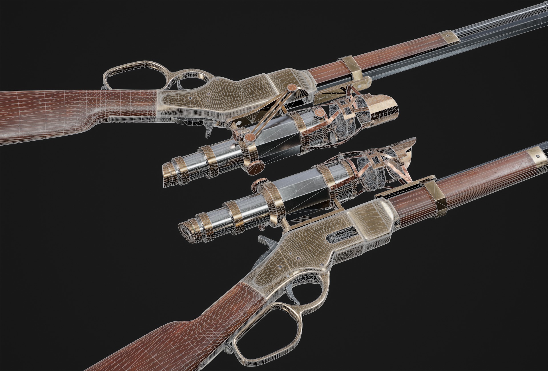 Winchester 1866 sniper rifle Low-poly 3D model_12