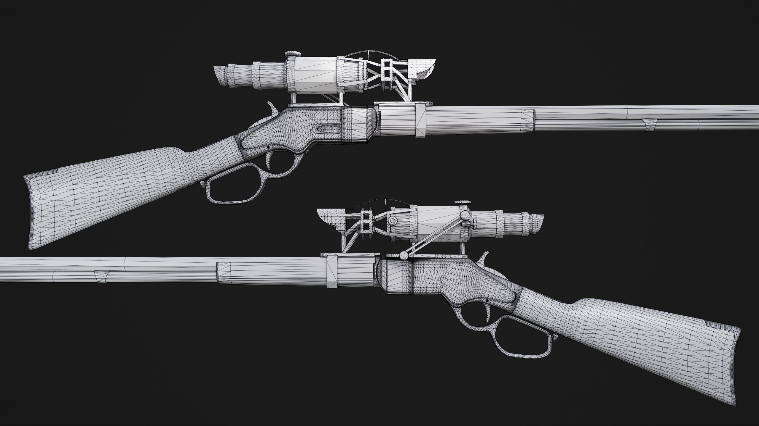 Winchester 1866 sniper rifle Low-poly 3D model_13