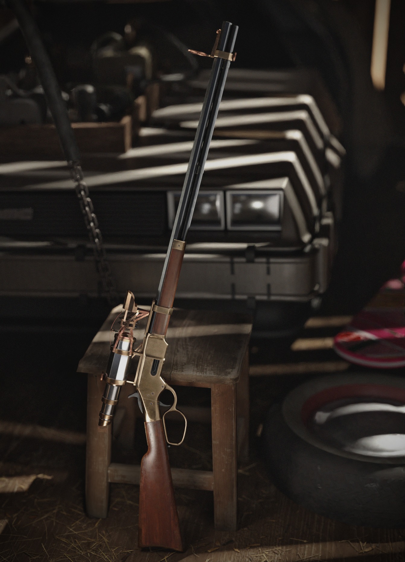 Winchester 1866 sniper rifle Low-poly 3D model_8