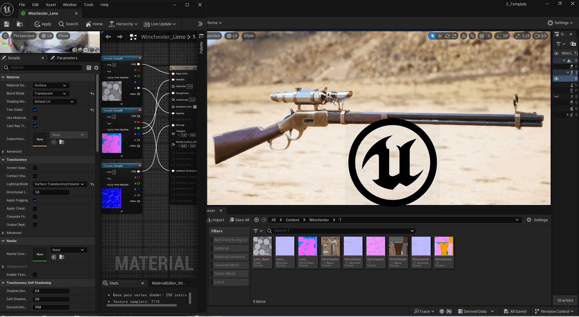 Winchester 1866 sniper rifle Low-poly 3D model_10