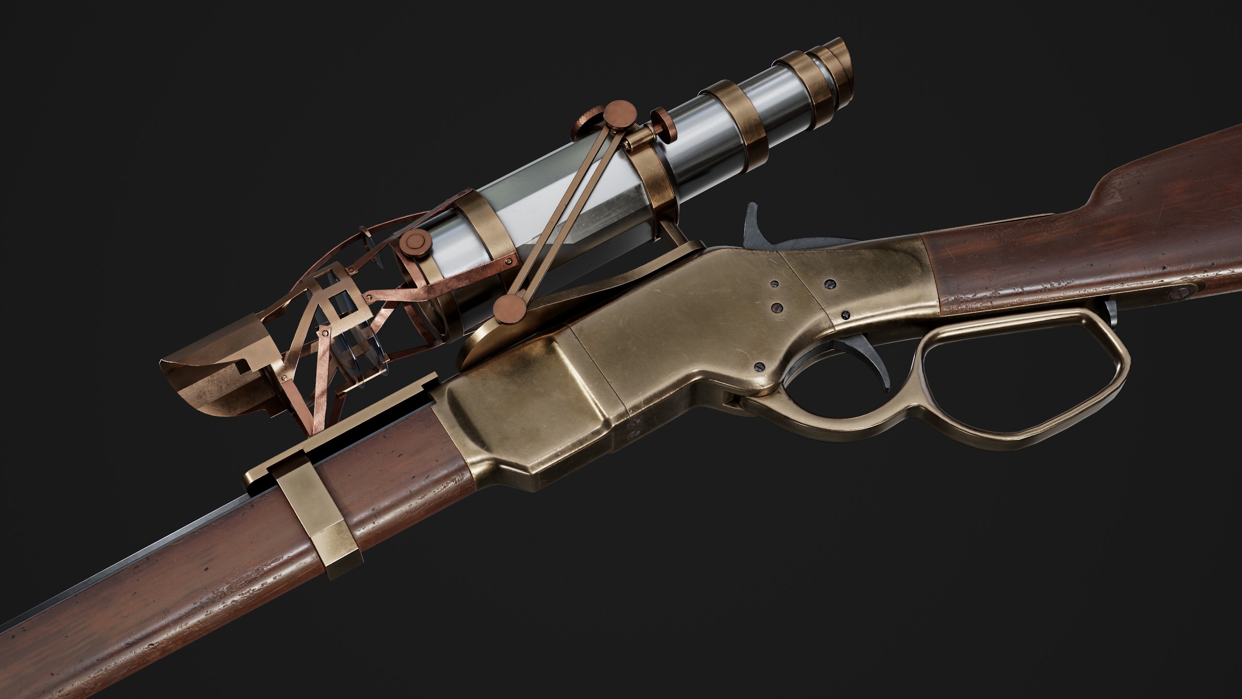 Winchester 1866 sniper rifle Low-poly 3D model_5