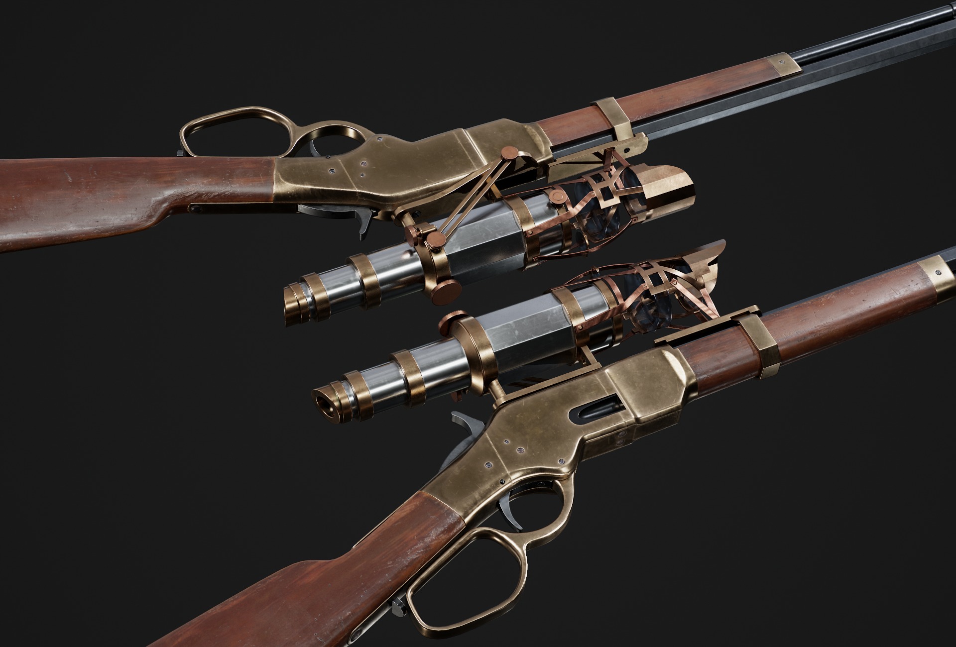 Winchester 1866 sniper rifle Low-poly 3D model_6