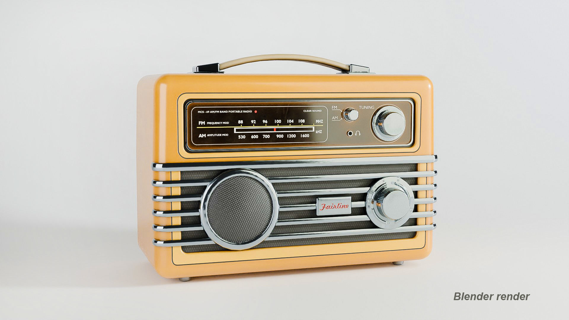 Retro portable radio Low-poly 3D model_13