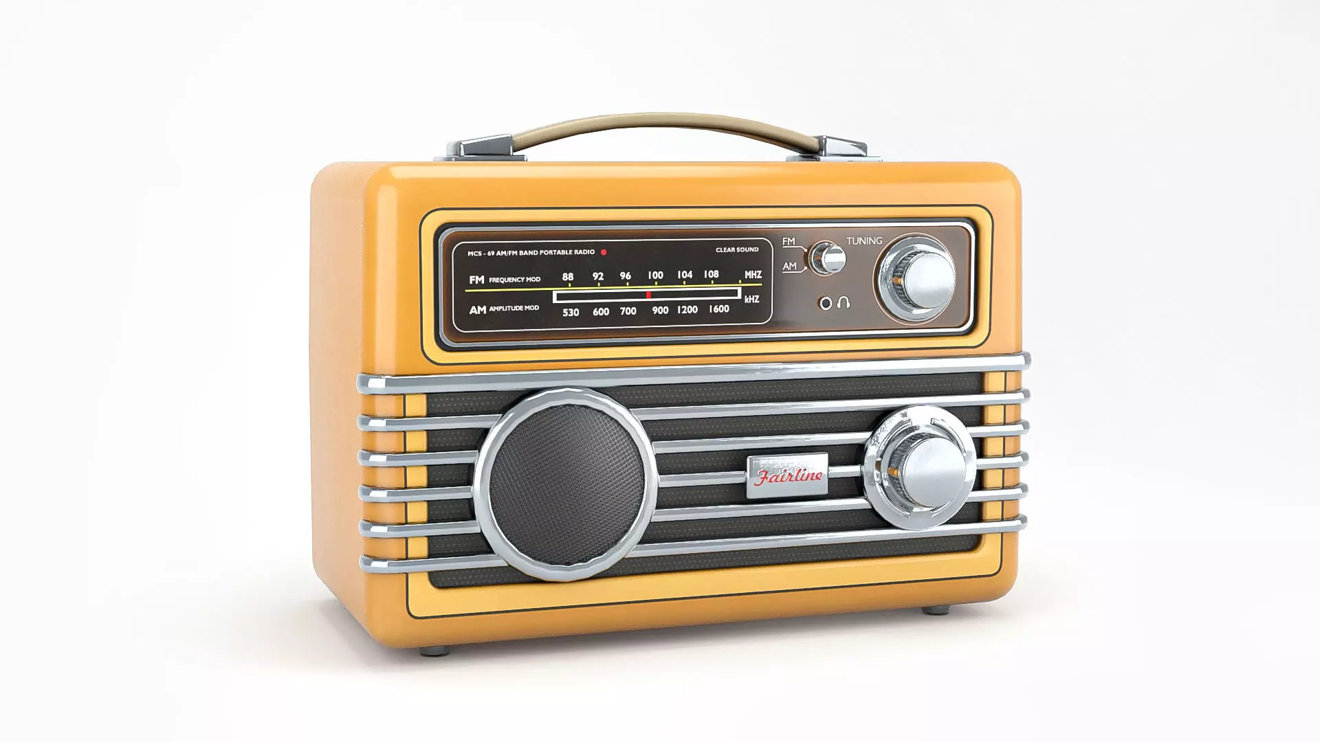 Retro portable radio Low-poly 3D model_0