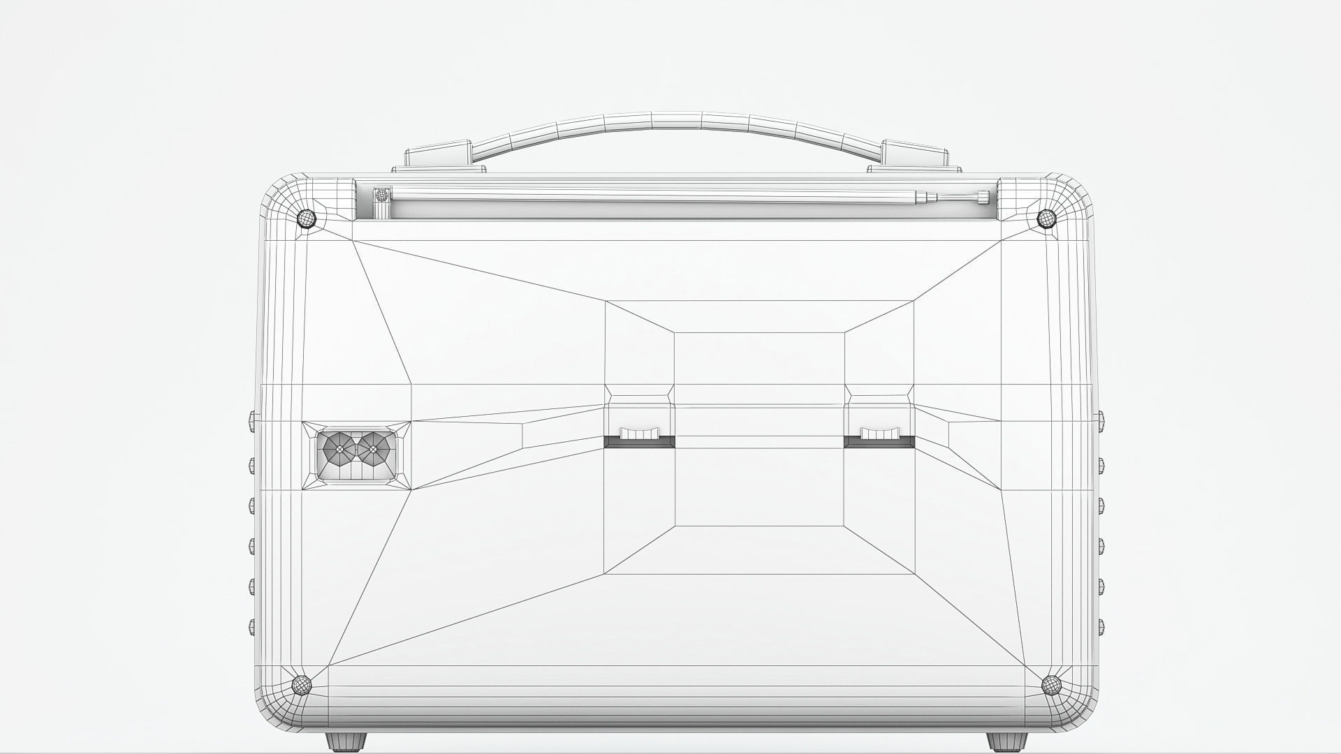 Retro portable radio Low-poly 3D model_7