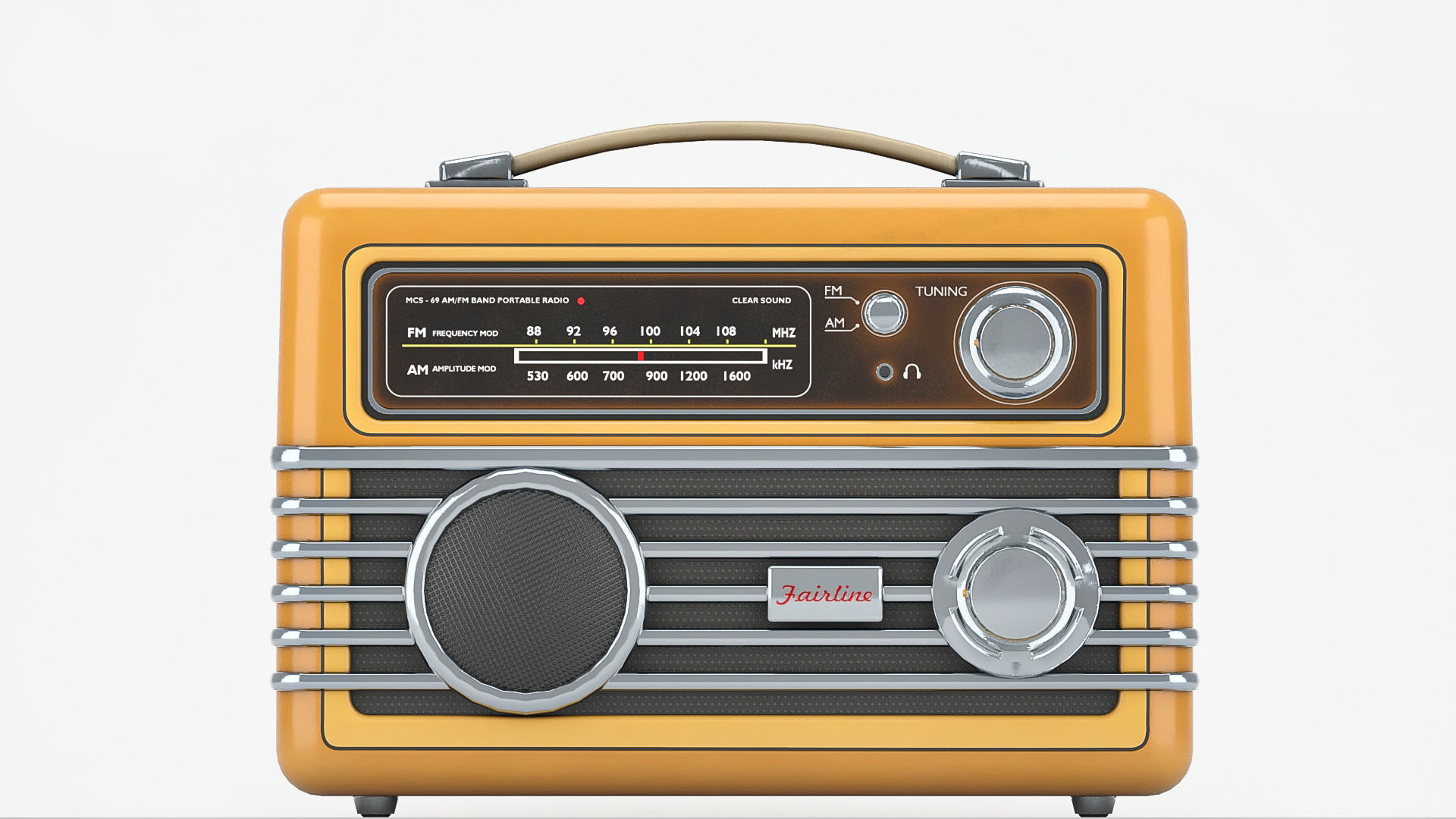Retro portable radio Low-poly 3D model_2