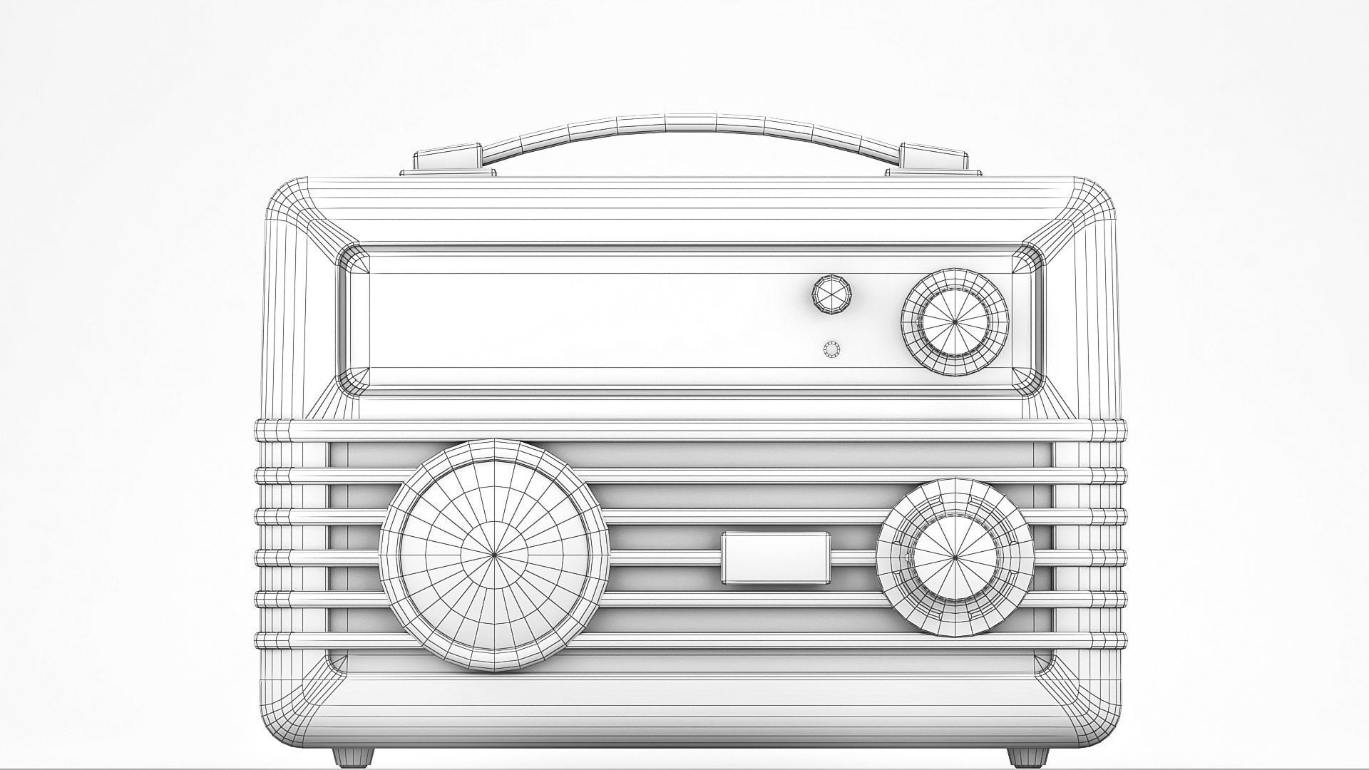 Retro portable radio Low-poly 3D model_3