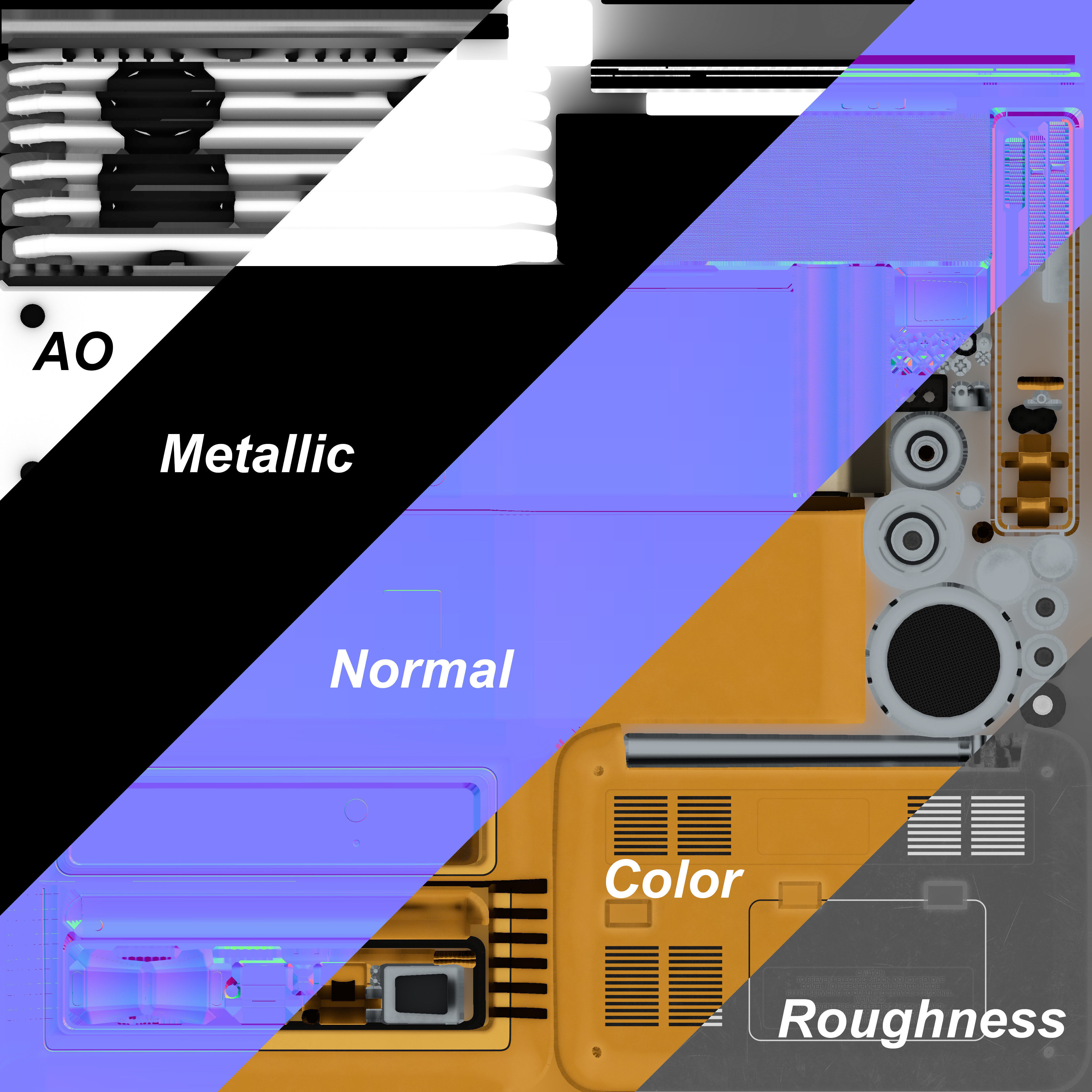 Retro portable radio Low-poly 3D model_14