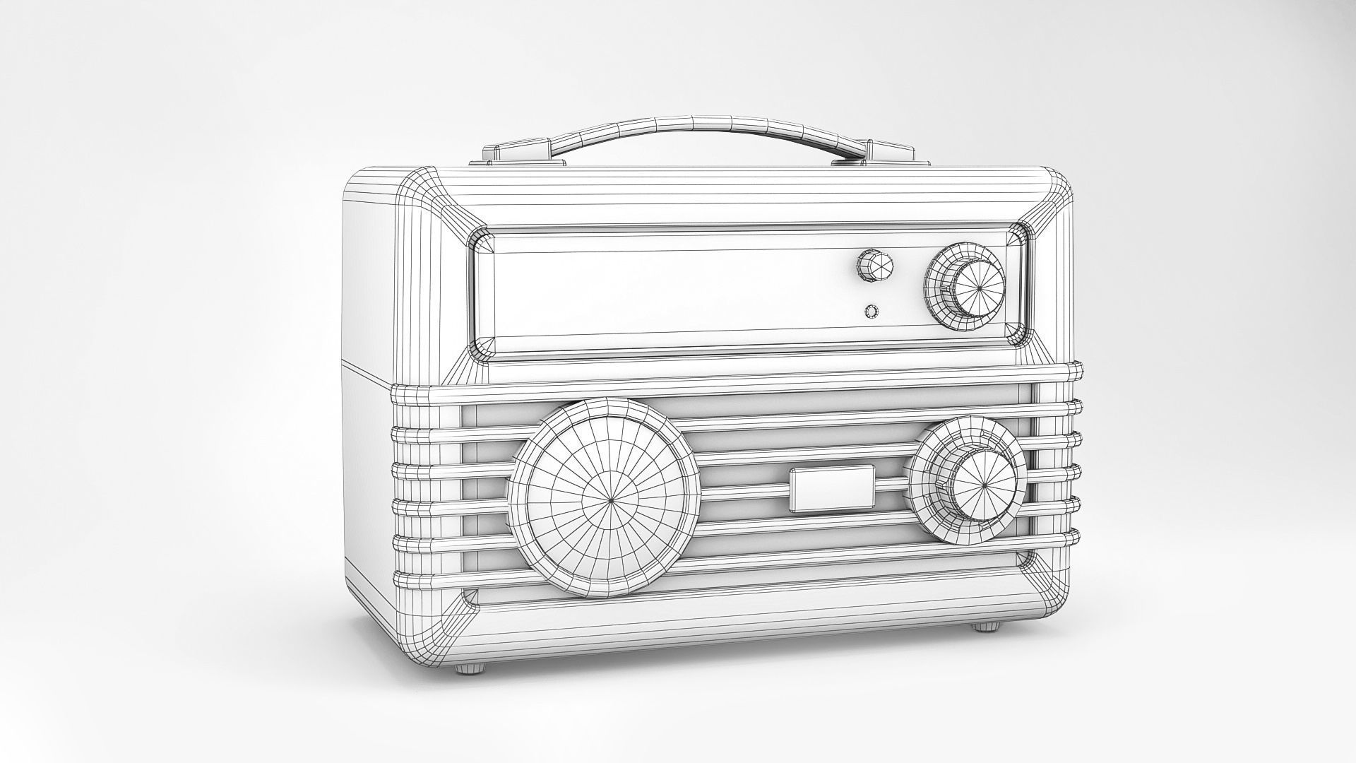 Retro portable radio Low-poly 3D model_1