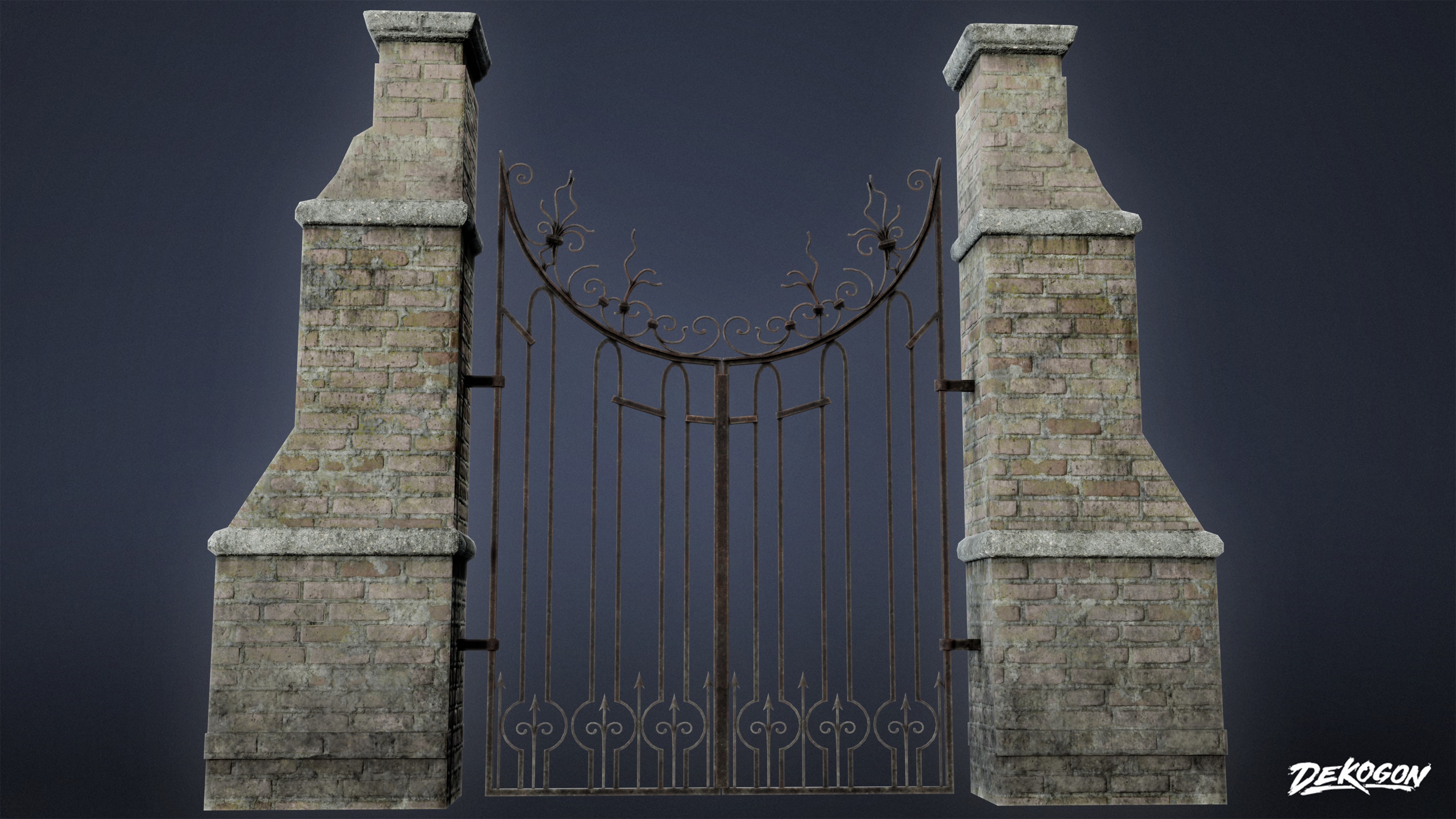 GATES AND FENCES - Gate 01 - LOW POLY Low-poly 3D model_4