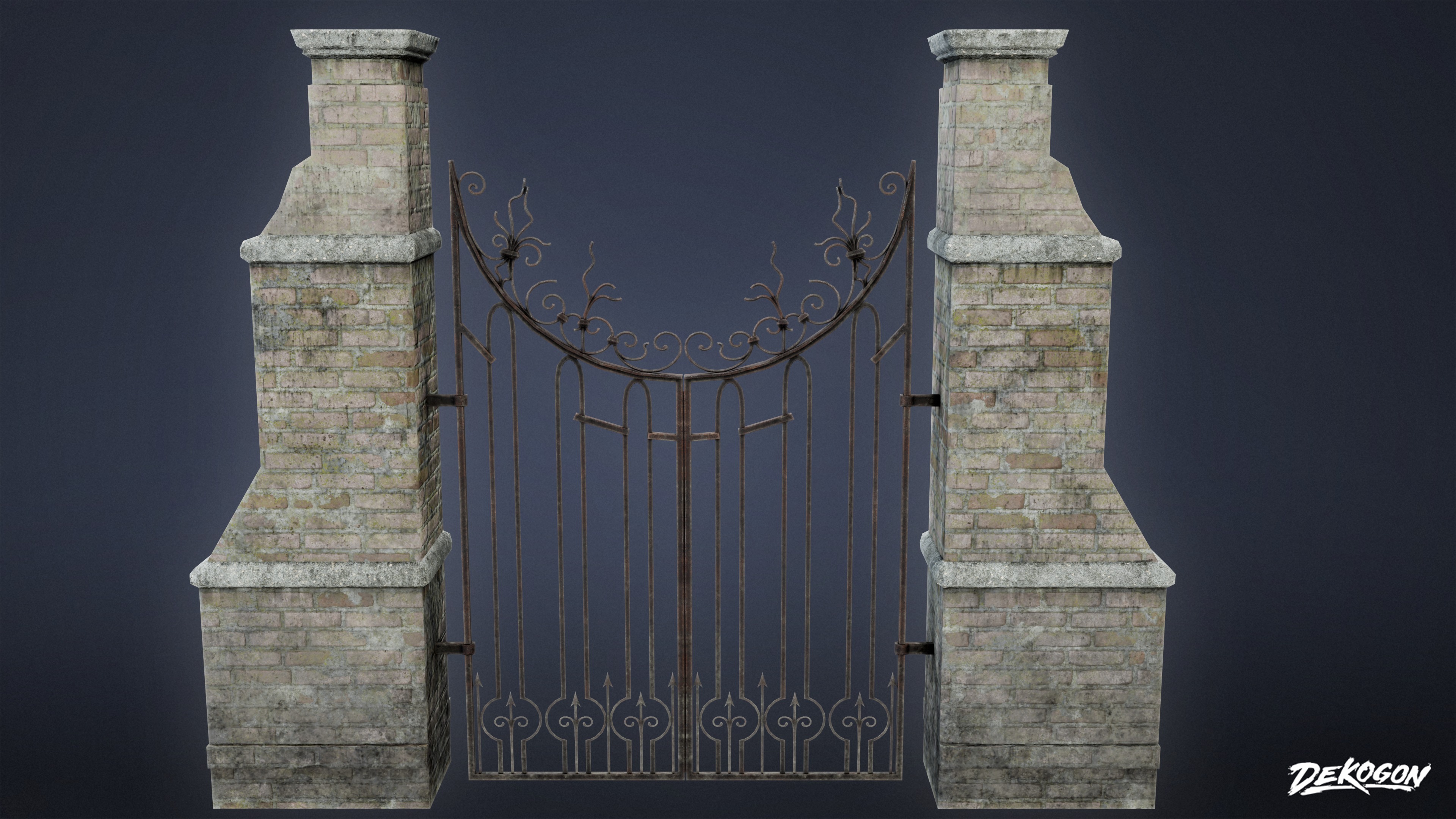 GATES AND FENCES - Gate 01 - LOW POLY Low-poly 3D model_1