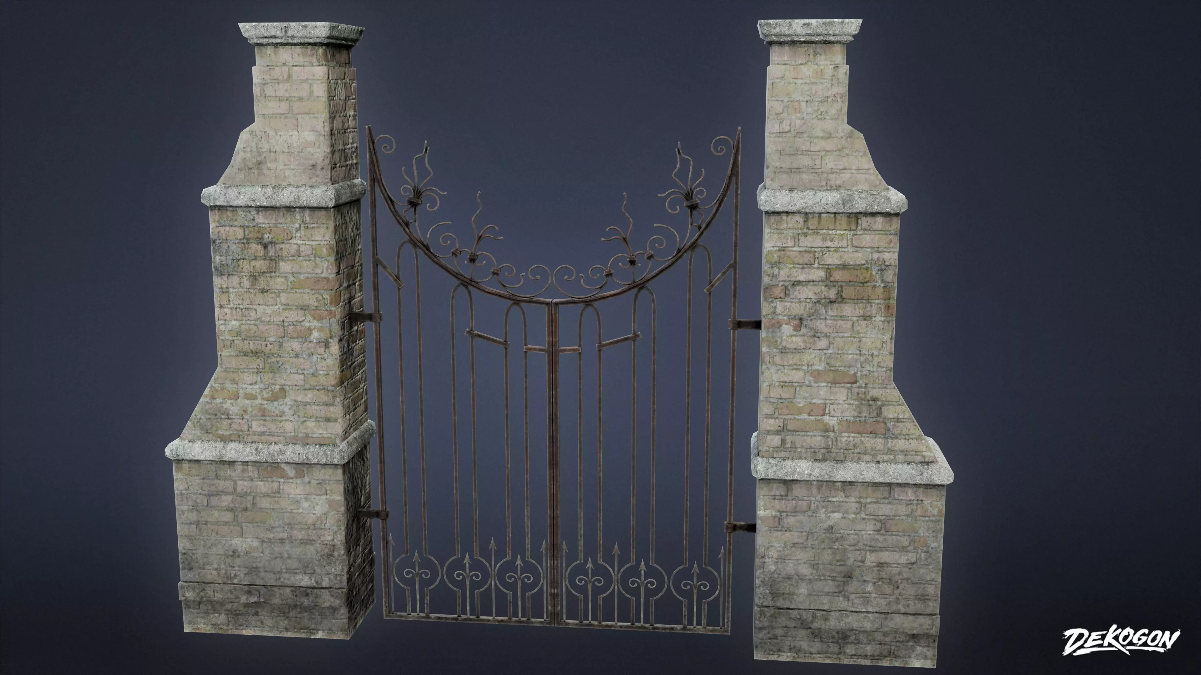 GATES AND FENCES - Gate 01 - LOW POLY Low-poly 3D model_0