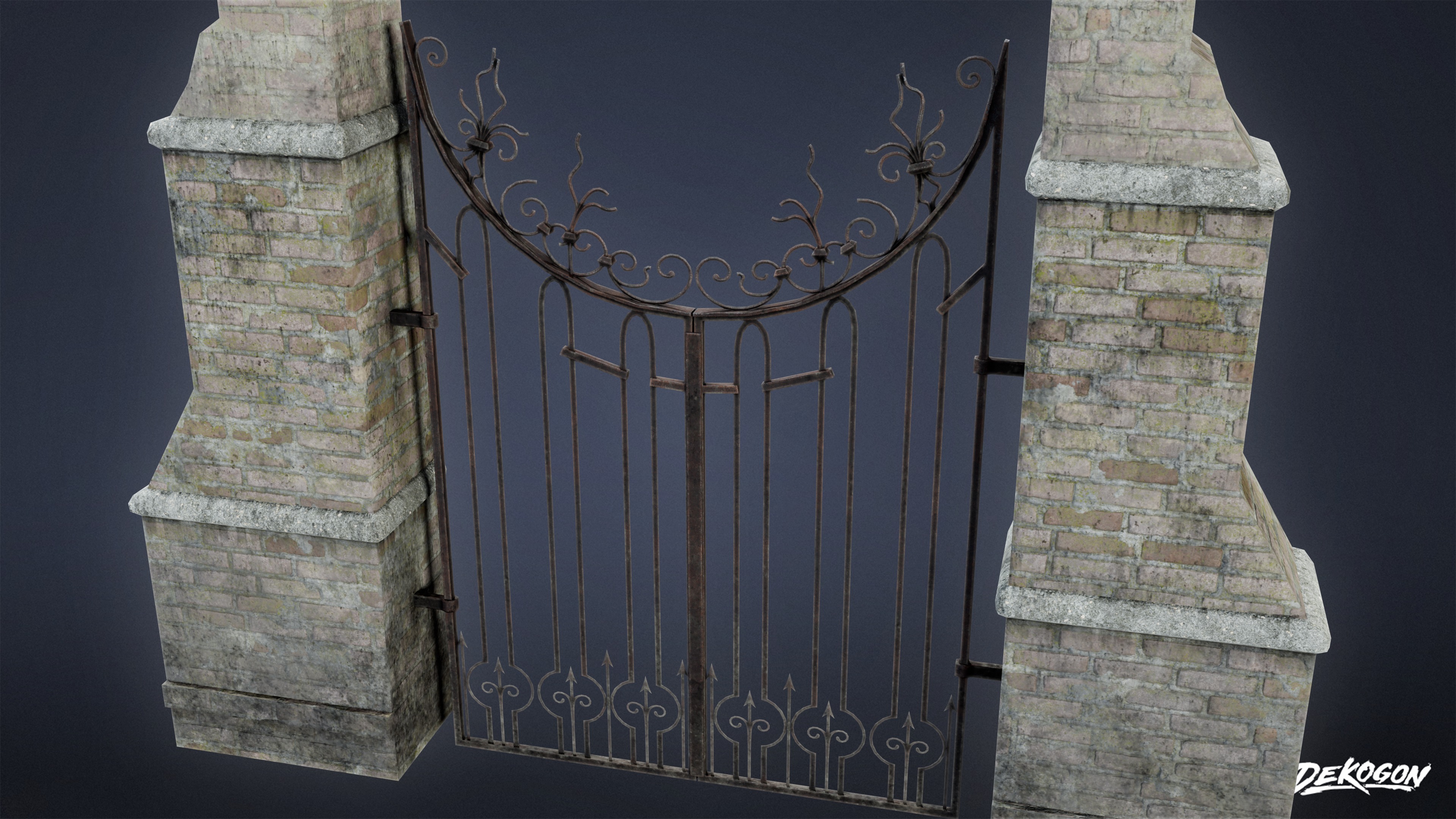 GATES AND FENCES - Gate 01 - LOW POLY Low-poly 3D model_5