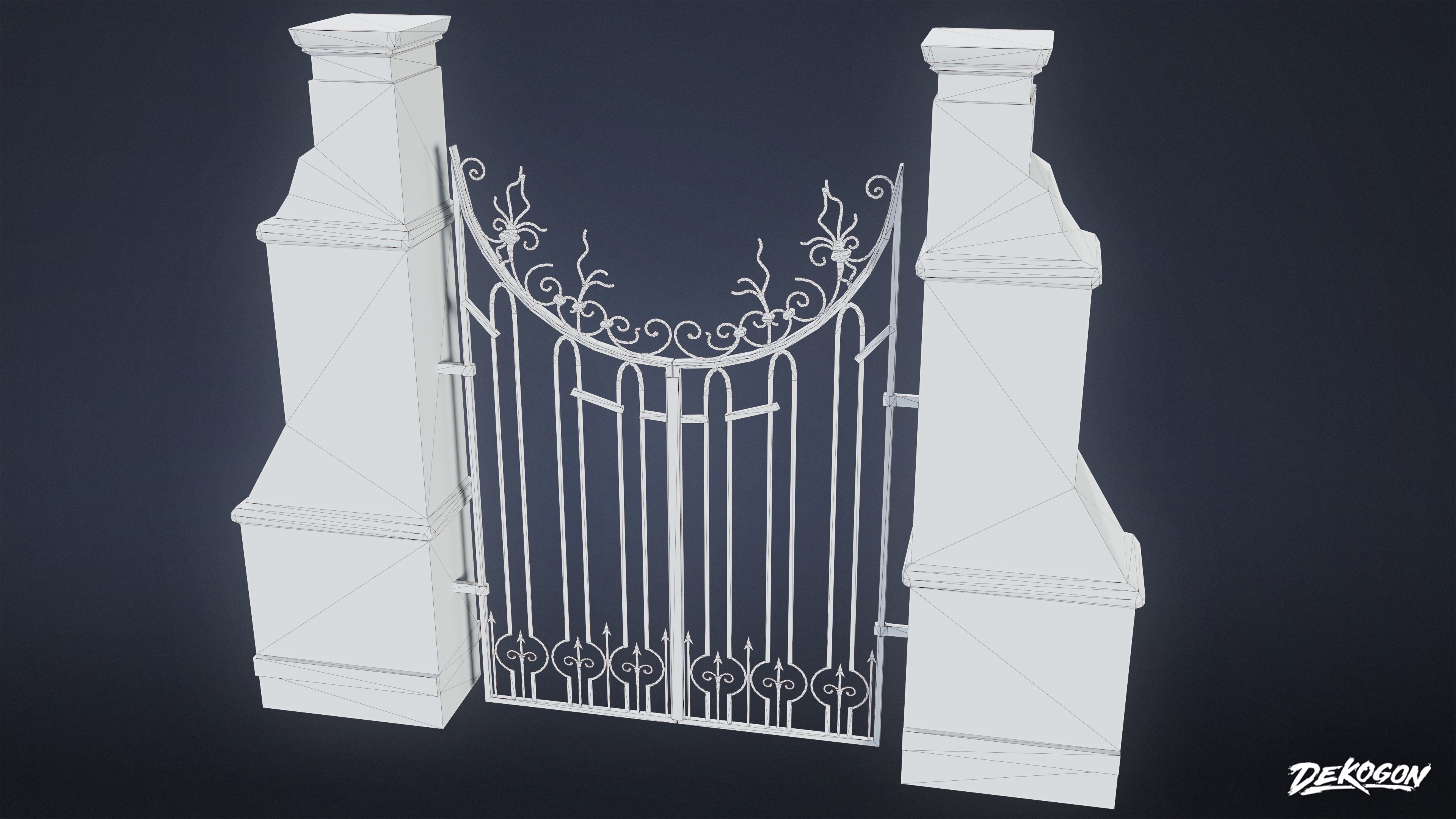 GATES AND FENCES - Gate 01 - LOW POLY Low-poly 3D model_7