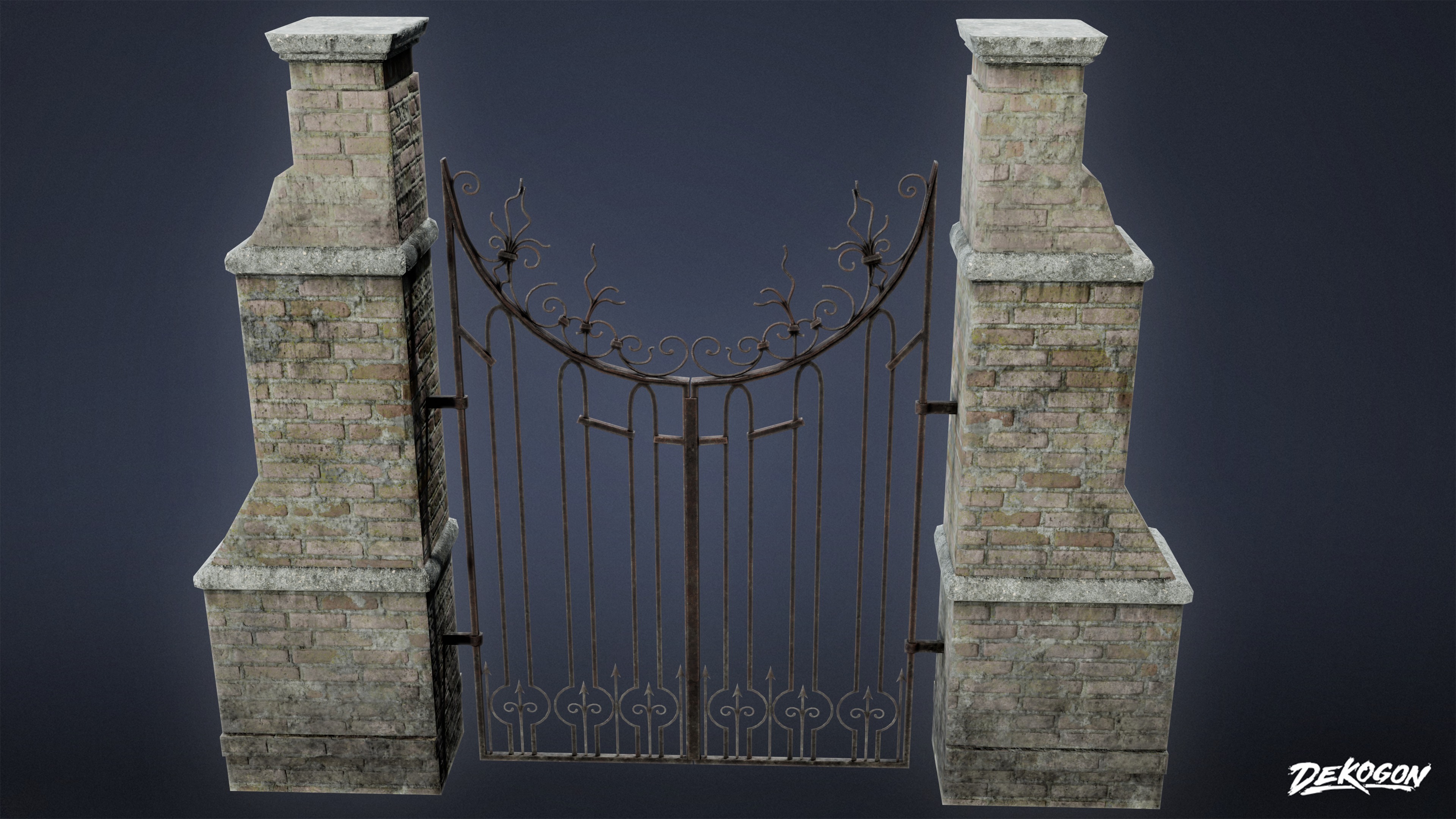 GATES AND FENCES - Gate 01 - LOW POLY Low-poly 3D model_3