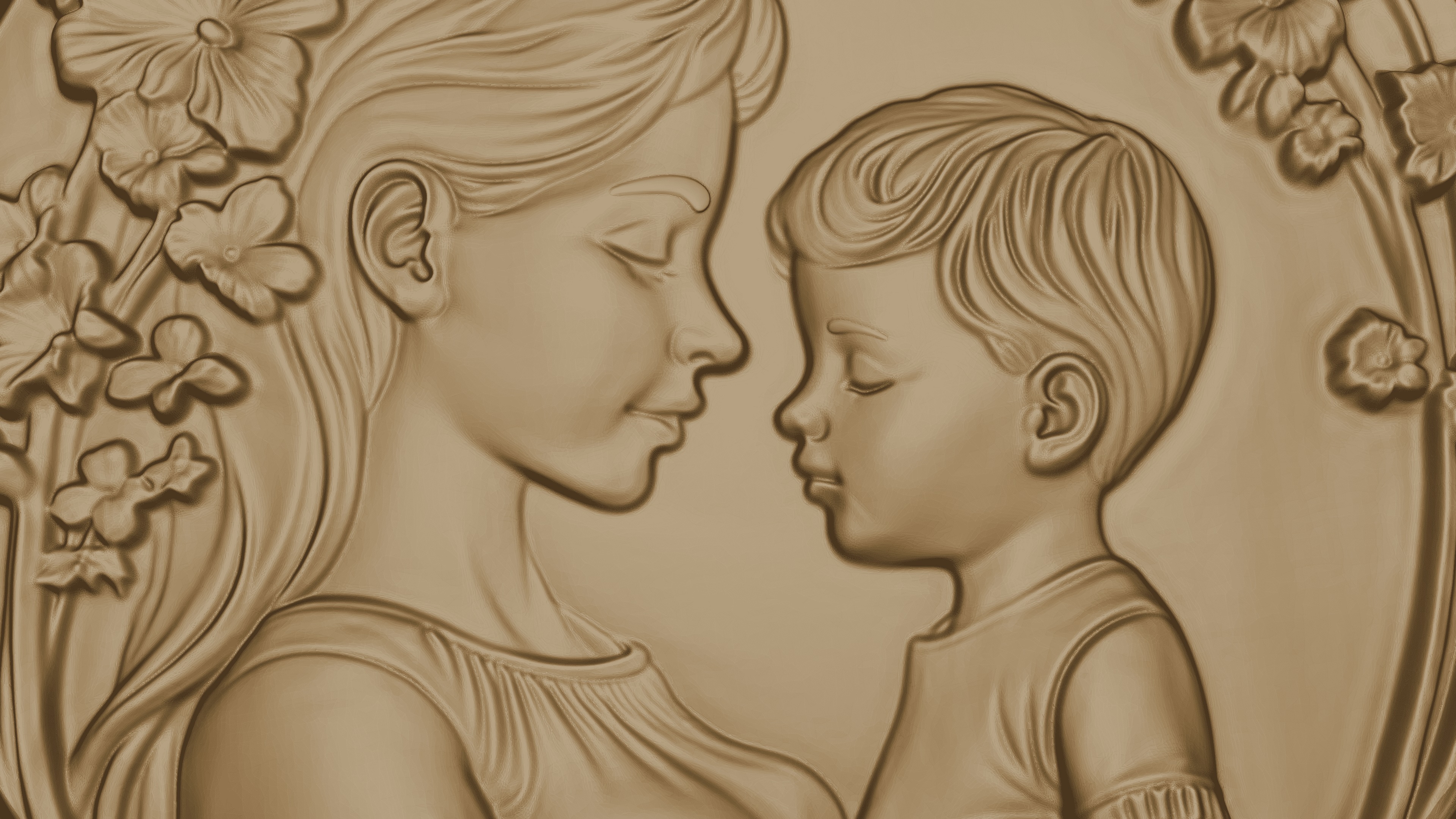 Mom and child relief 3D print model_4