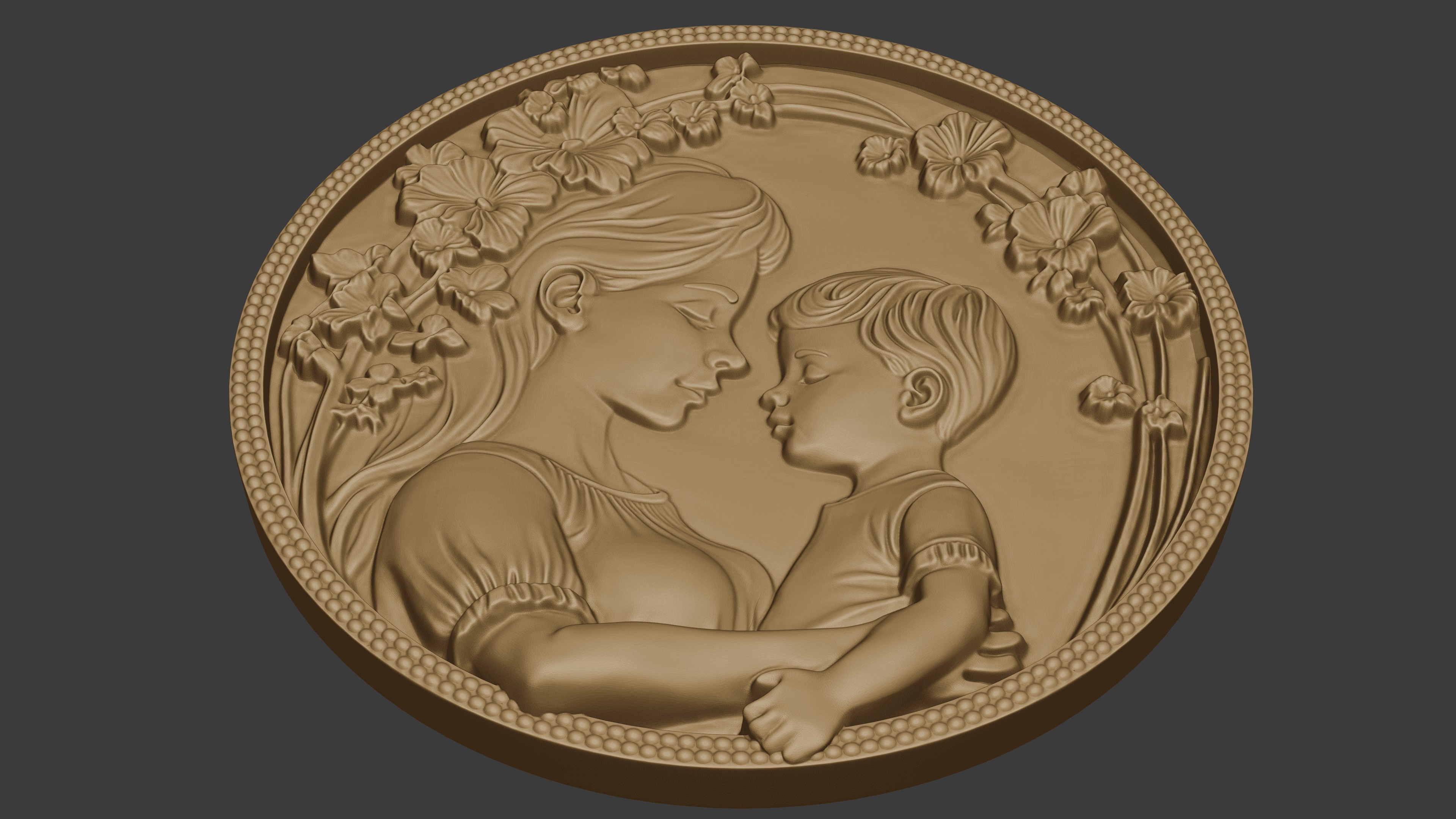 Mom and child relief 3D print model_2