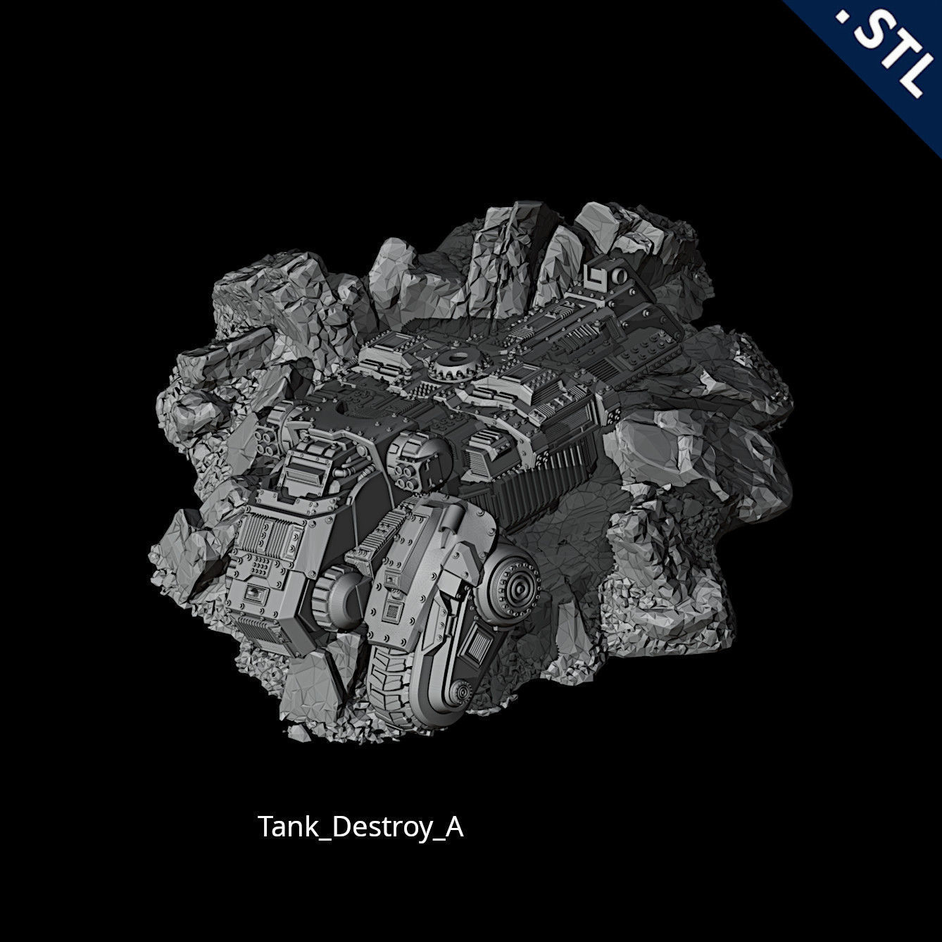 Tanks and Turrets Destroyed Pack 3D print model_4