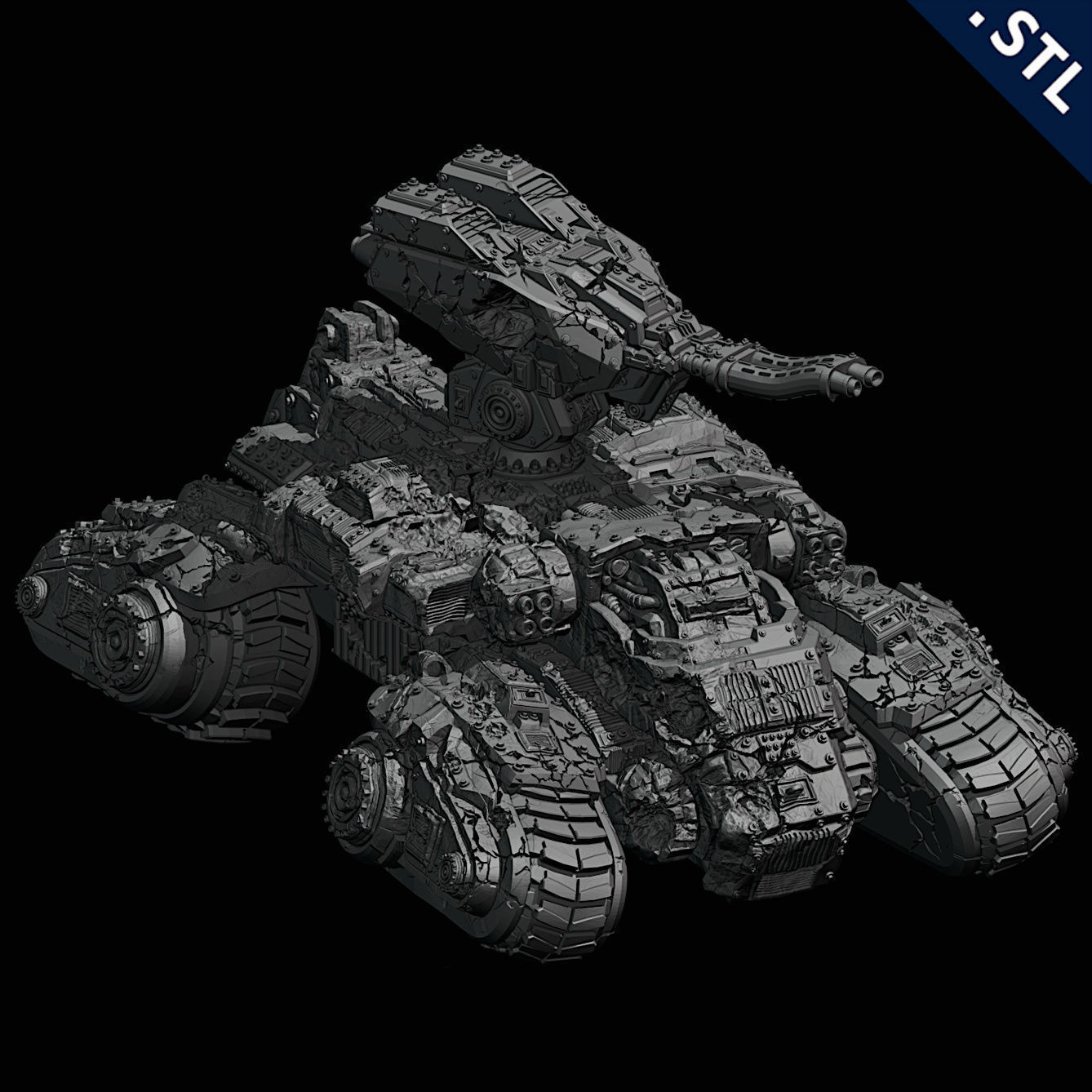 Tanks and Turrets Destroyed Pack 3D print model_7