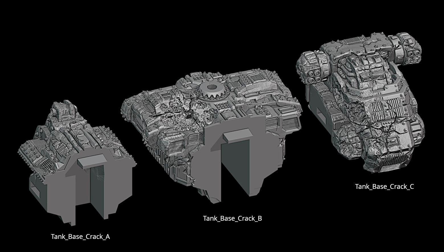 Tanks and Turrets Destroyed Pack 3D print model_2
