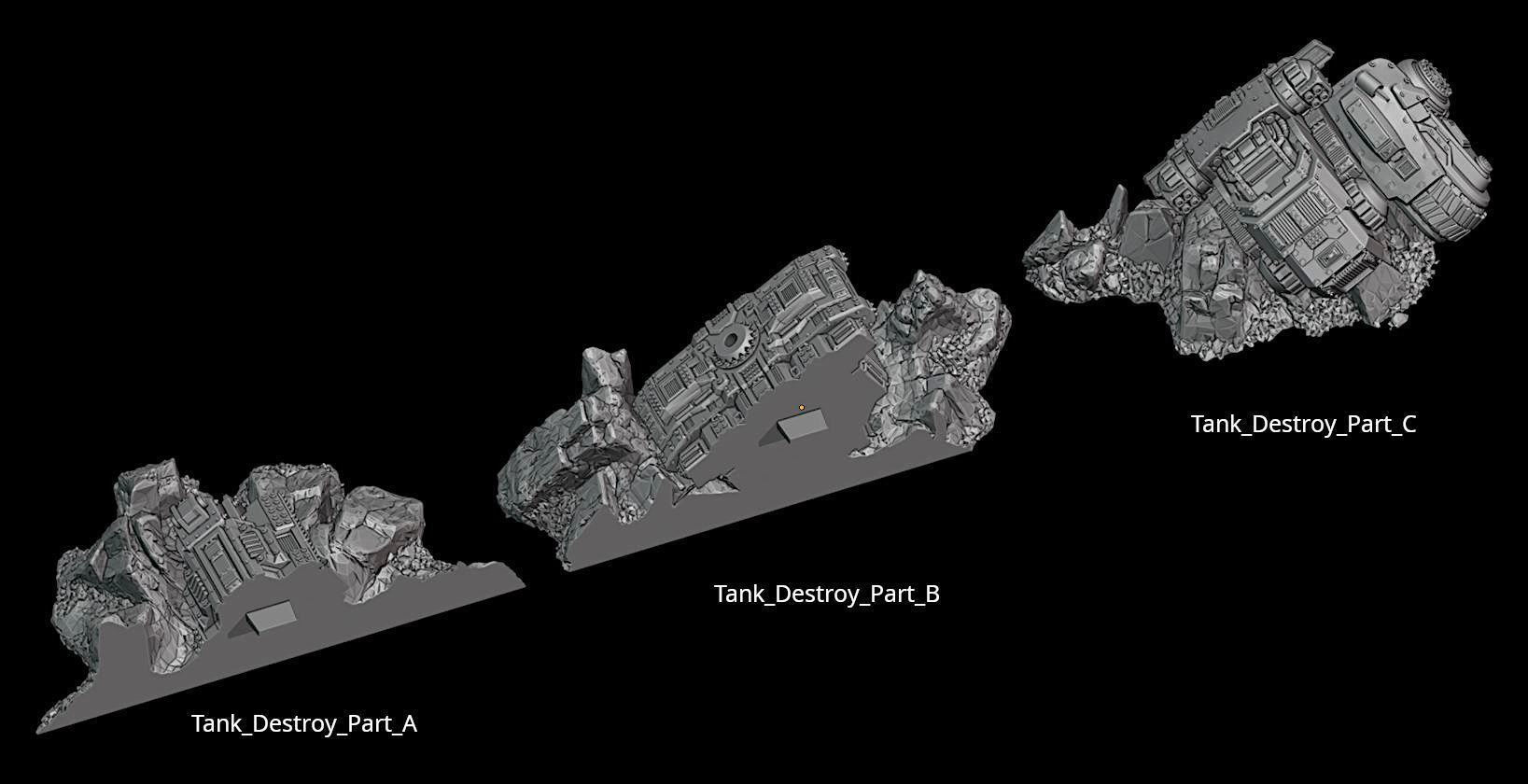 Tanks and Turrets Destroyed Pack 3D print model_5